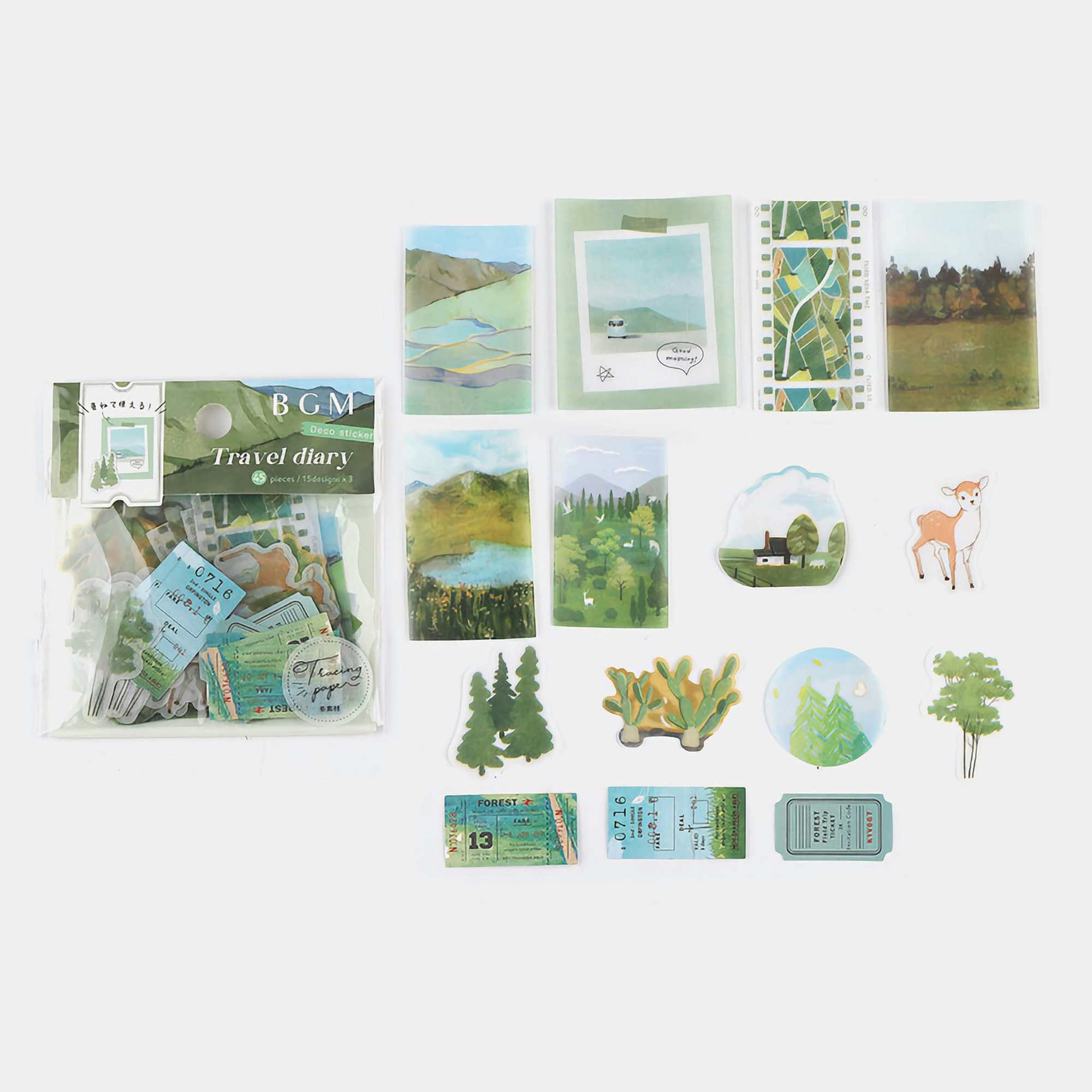 BGM Flake Stickers Travel Diary / Forest Tracing Paper