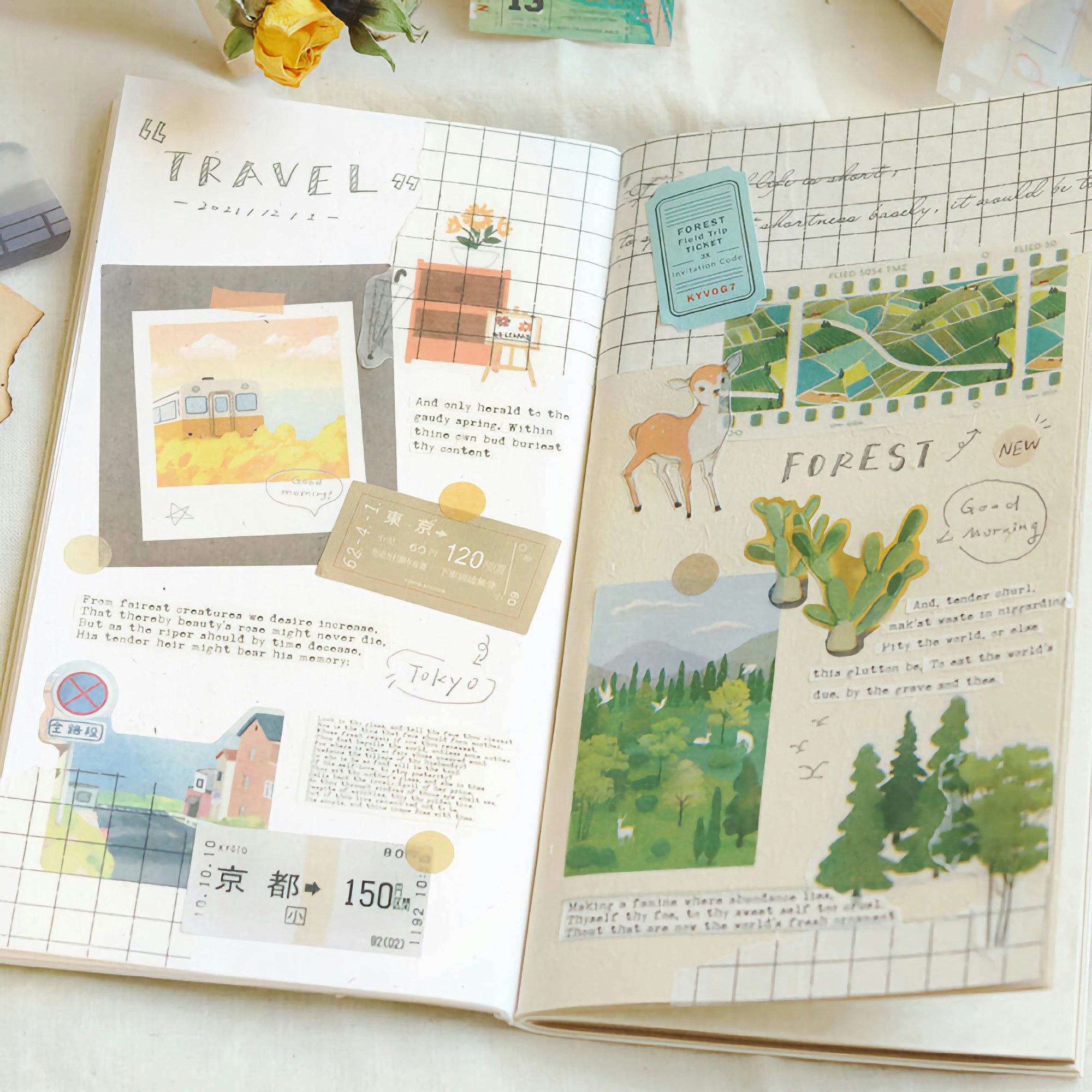 BGM Flake Stickers Travel Diary / Forest Tracing Paper