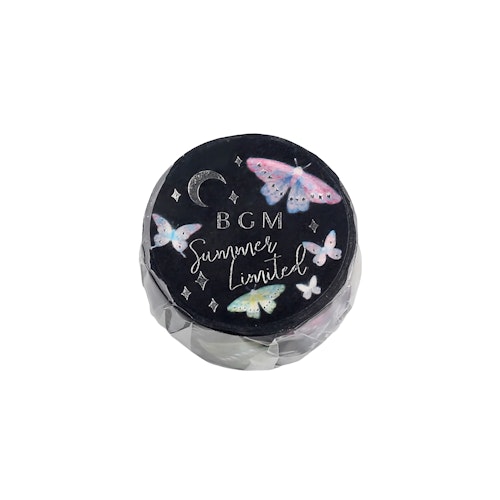 BGM Washi Tape Silver Foil Summer Limited Edition Night Butterfly 20 mm