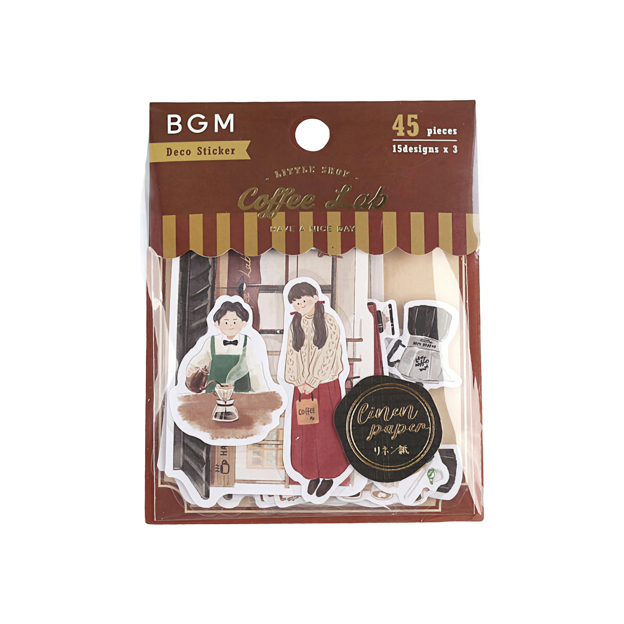 BGM Flake Stickers Little Shop / Coffee Lab Linen Paper