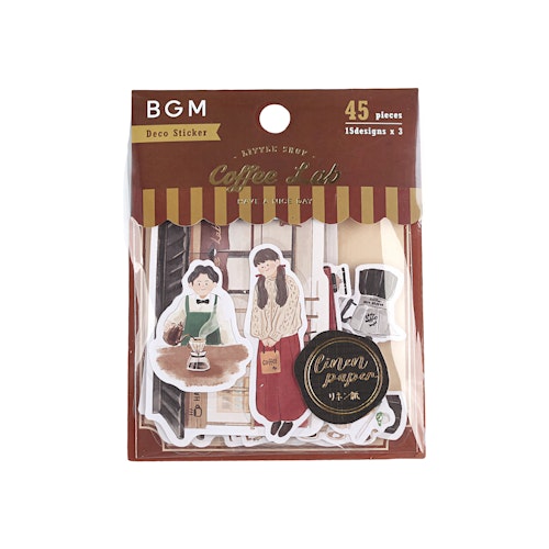 BGM Flake Stickers Little Shop / Coffee Lab Linen Paper