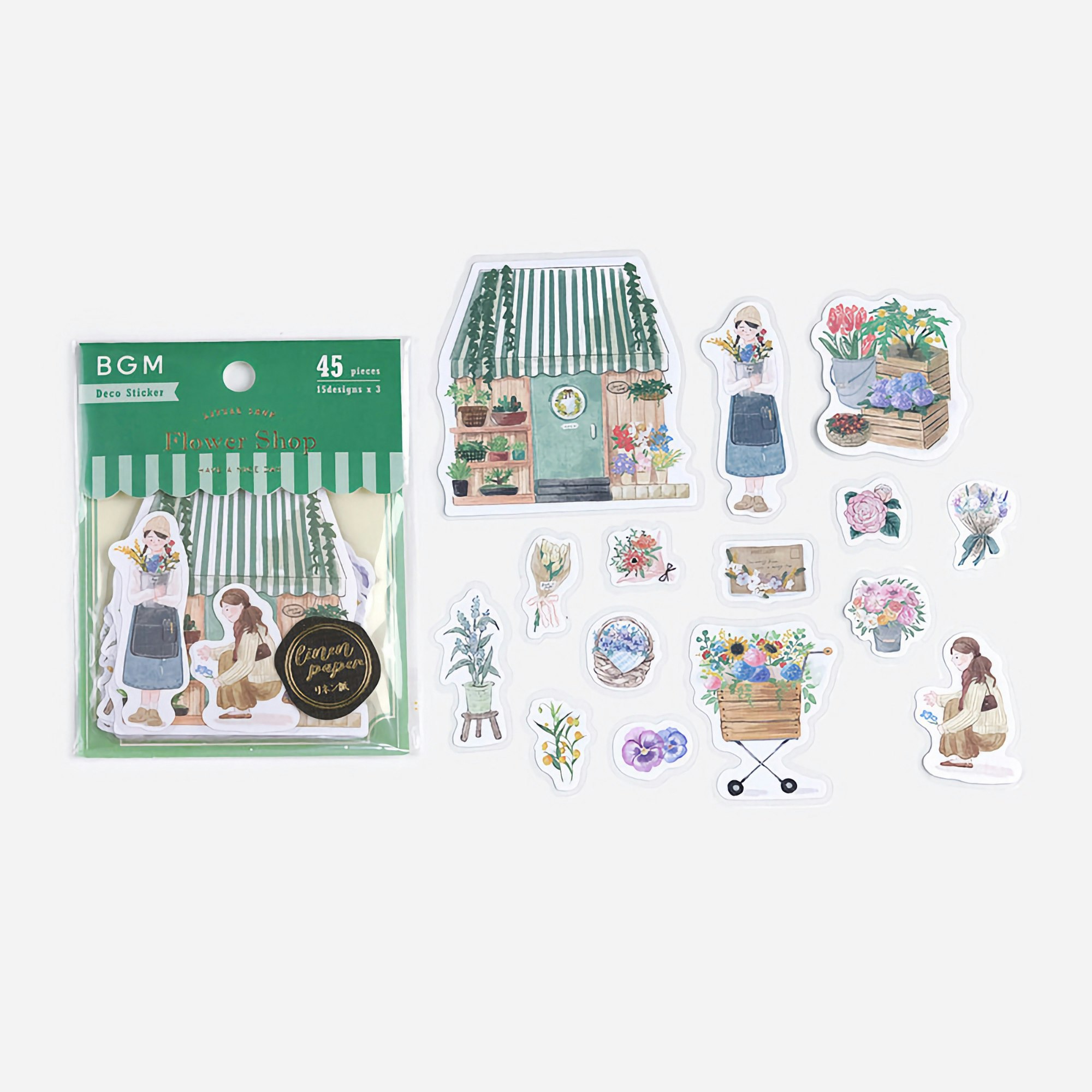 BGM Flake Stickers Little Shop / Flower Shop Linen Paper