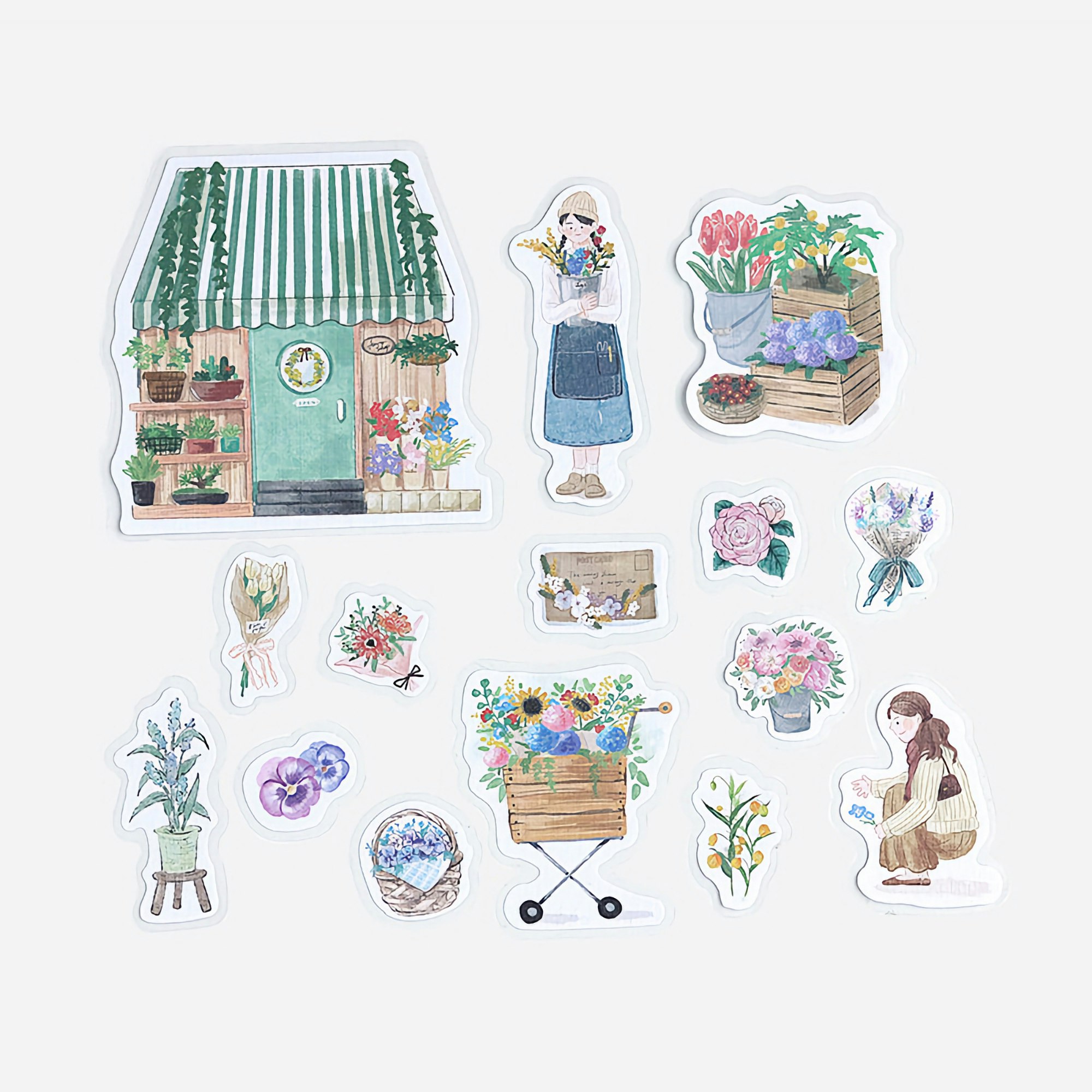 BGM Flake Stickers Little Shop / Flower Shop Linen Paper