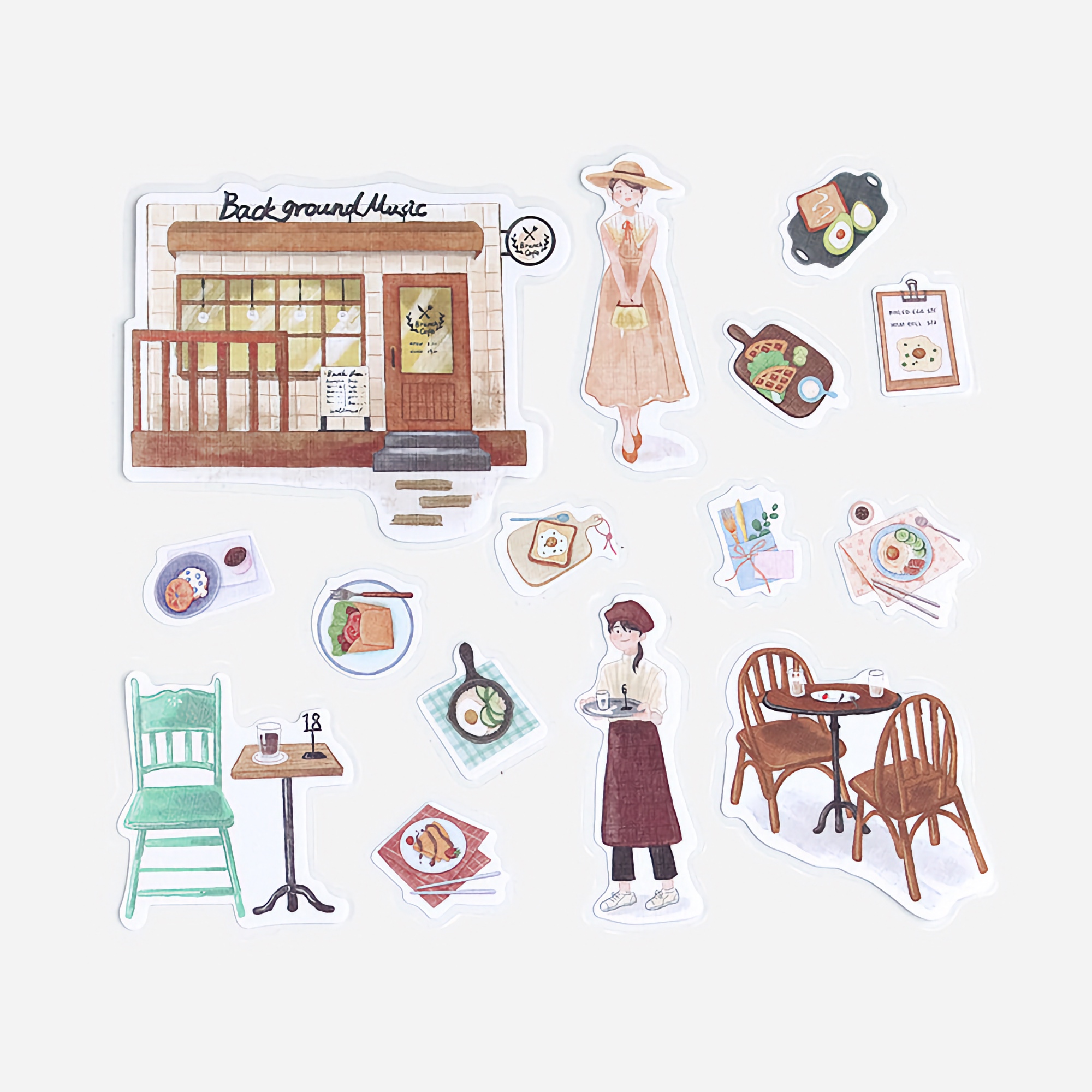 BGM Flake Stickers Little Shop / Brunch Cafe Linen Paper