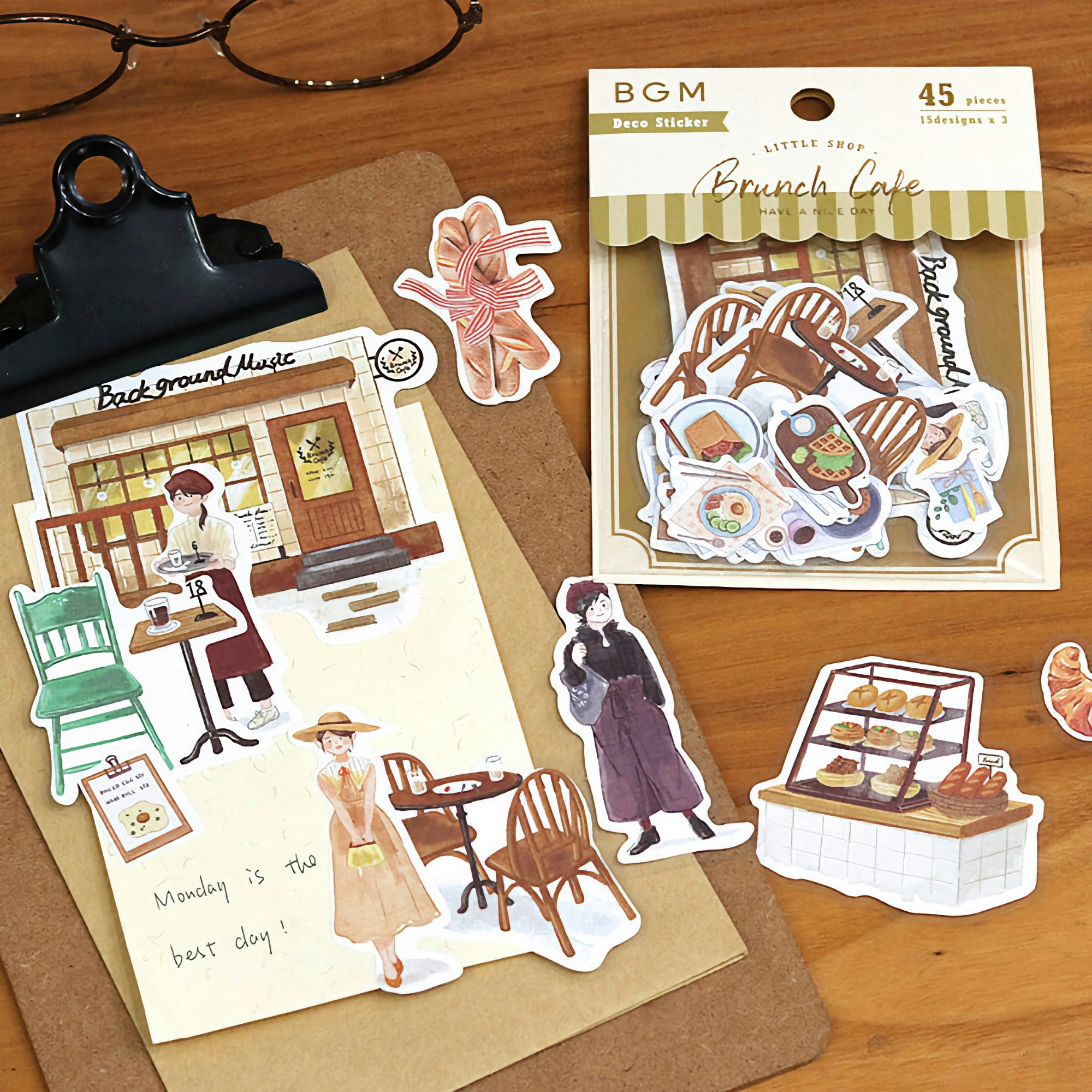 BGM Flake Stickers Little Shop / Brunch Cafe Linen Paper