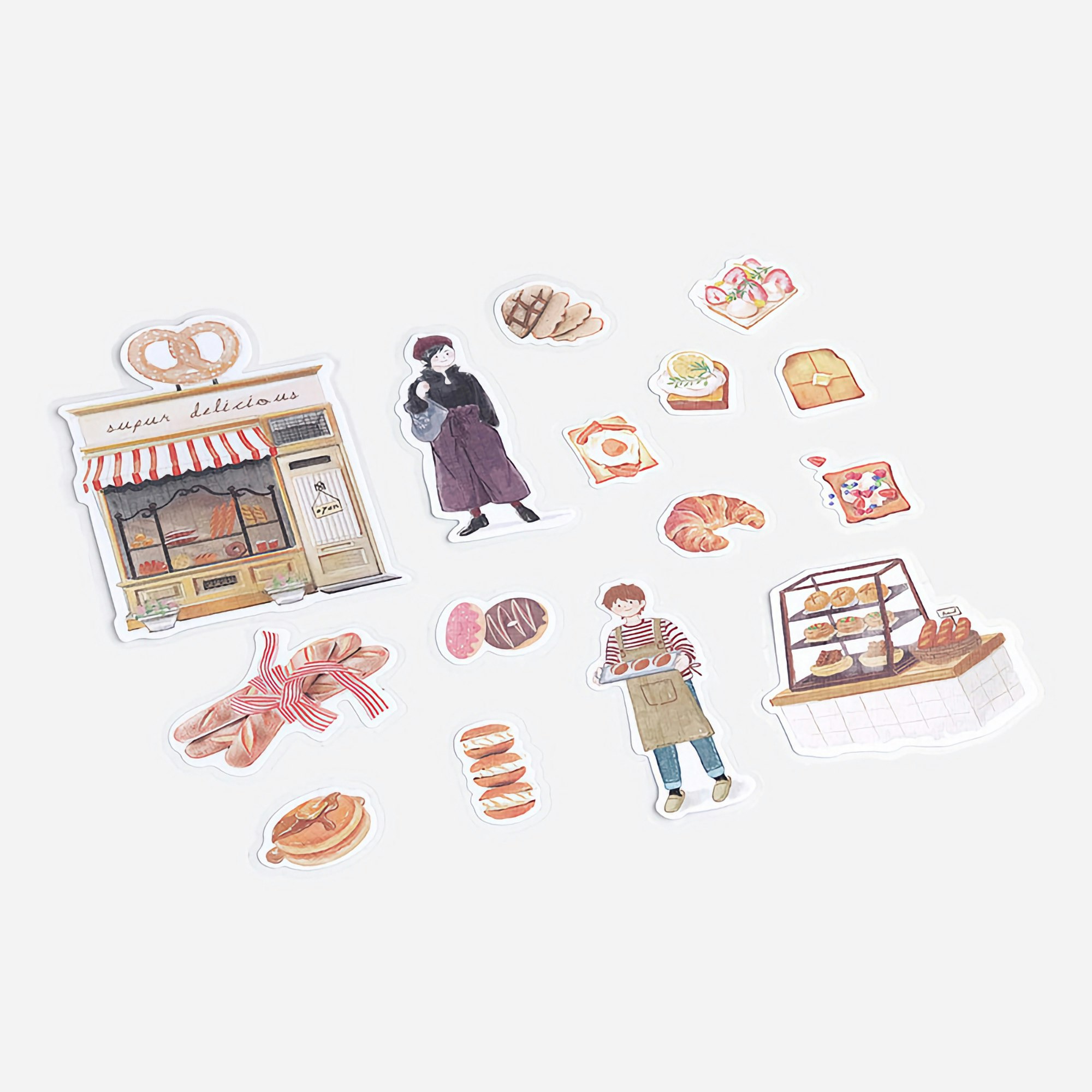 BGM Flake Stickers Little Shop / Bread Station Linen Paper