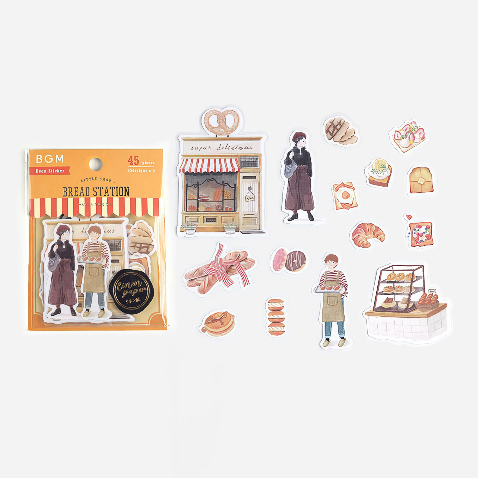 BGM Flake Stickers Little Shop / Bread Station Linen Paper