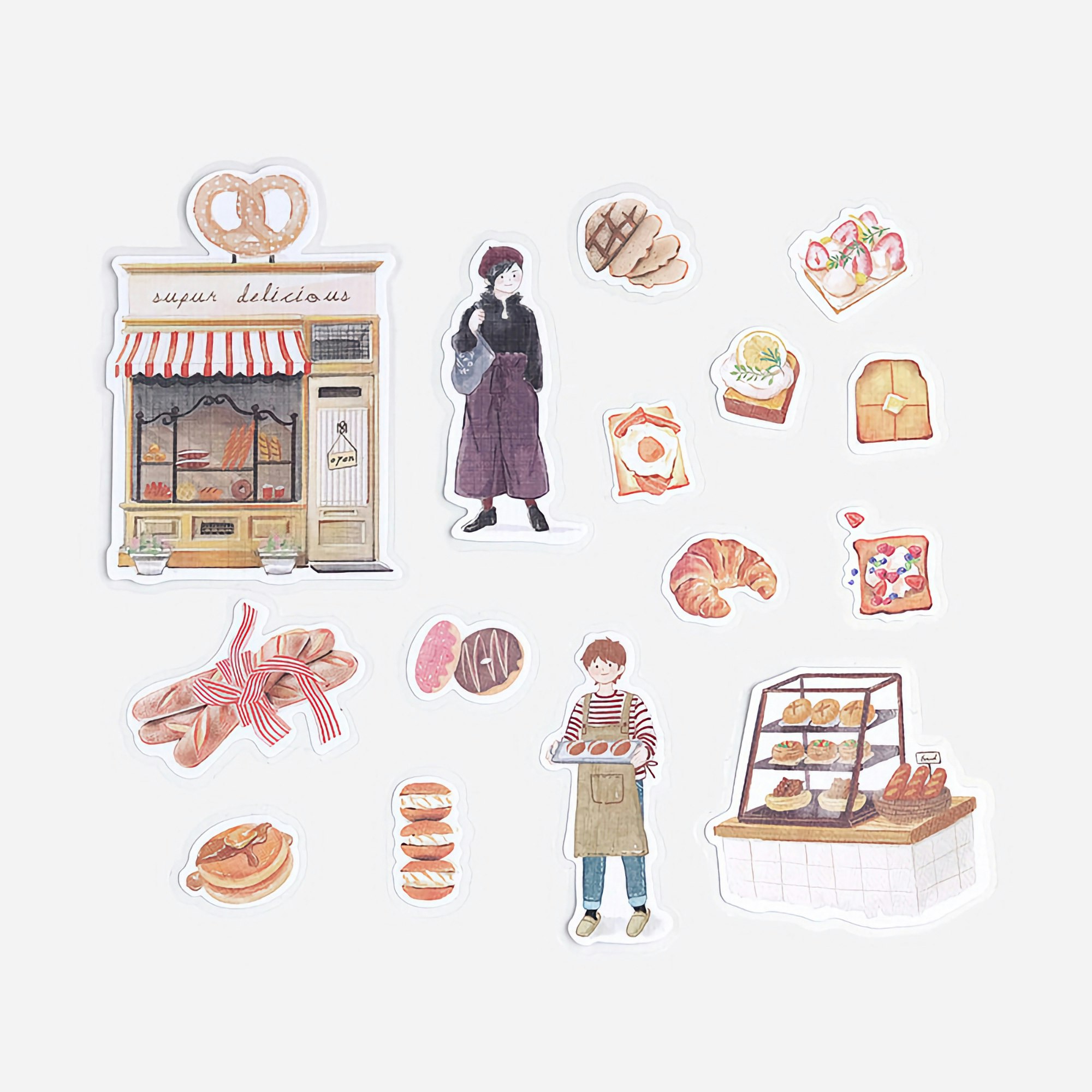 BGM Flake Stickers Little Shop / Bread Station Linen Paper