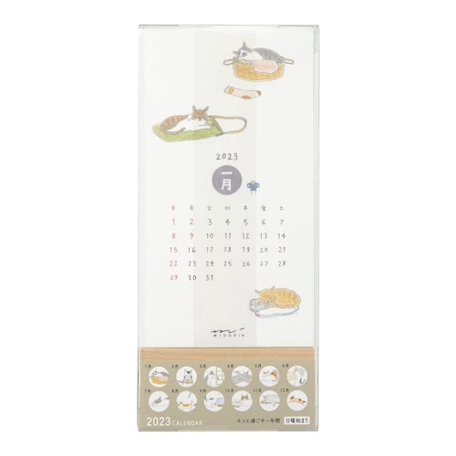 Midori Stand Calendar Cat 2023