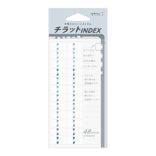Midori Index Label Chiratto Stickers Number Blue