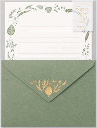 Midori Letter Set Foil-Stamped Envelopes Leaves