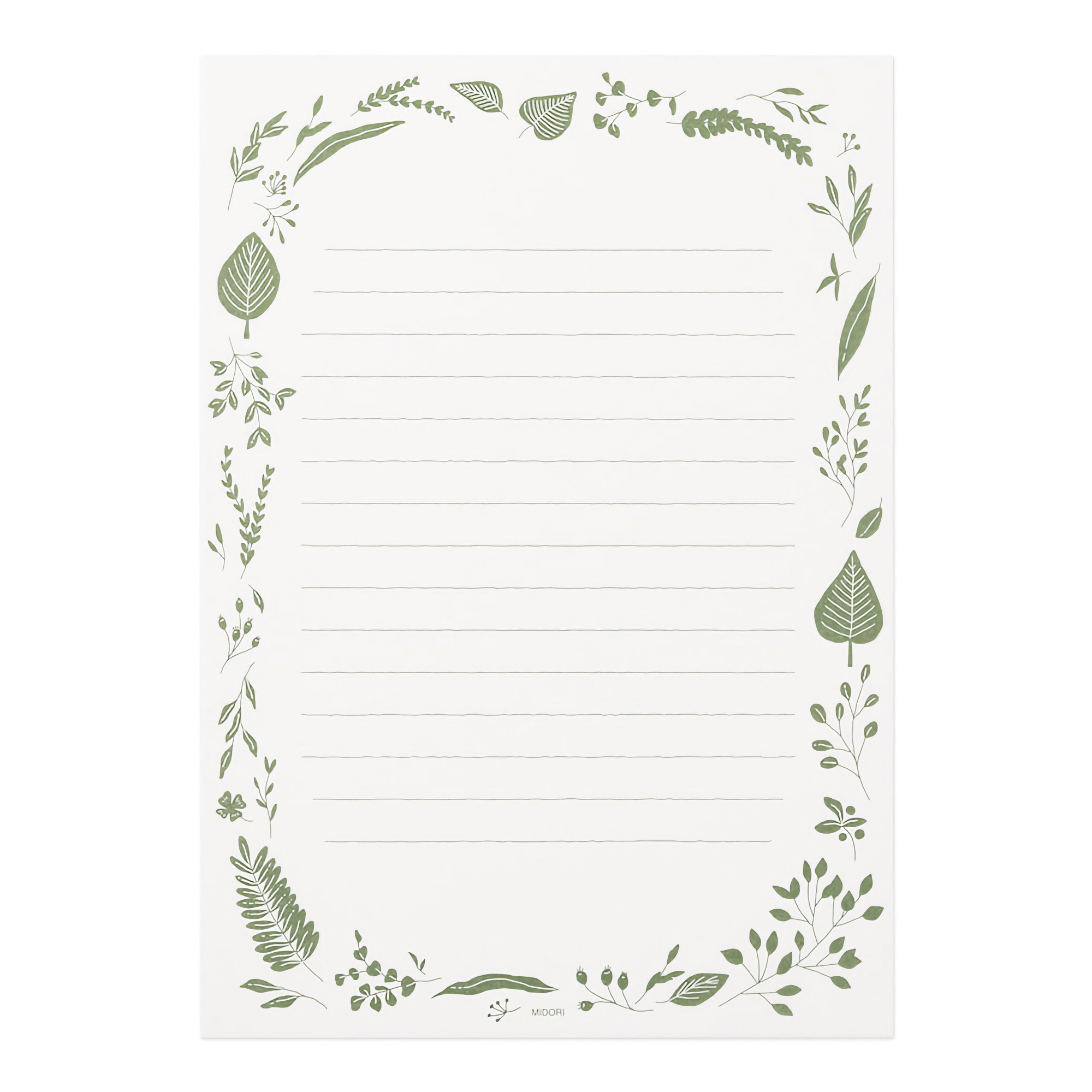 Midori Letter Set Foil-Stamped Envelopes Leaves