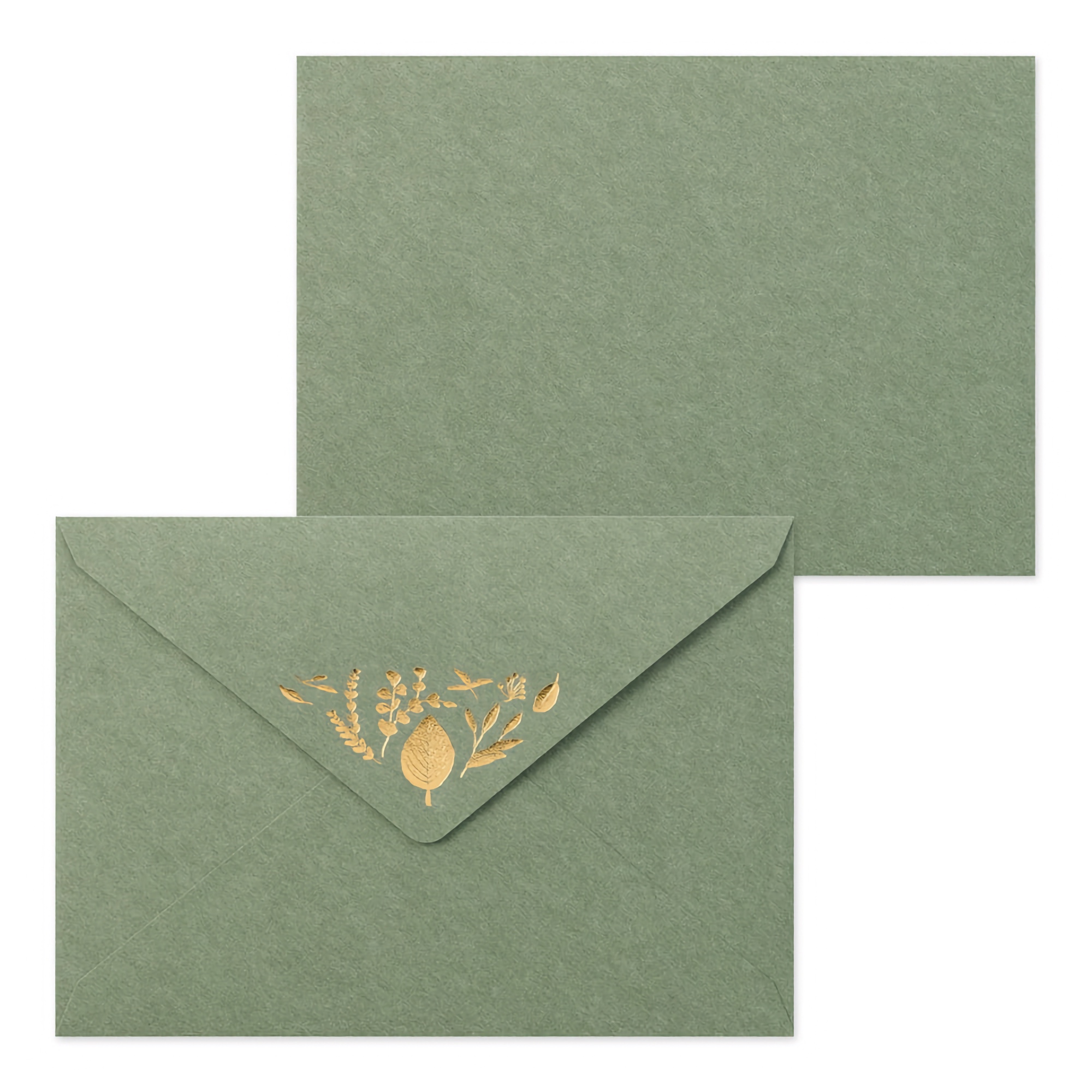 Midori Letter Set Foil-Stamped Envelopes Leaves