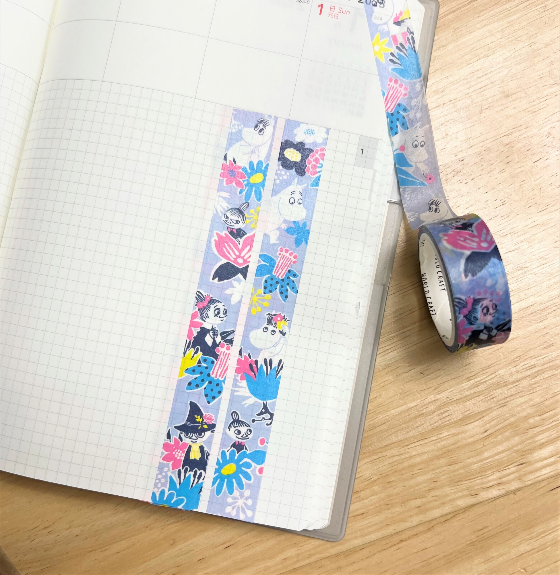 World Craft Washi Tape Moomin Flower Blue