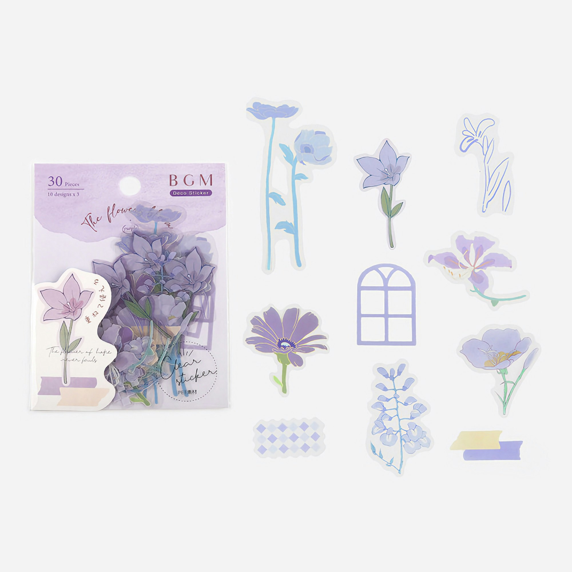 BGM Clear Sticker Flowers Blossom Purple
