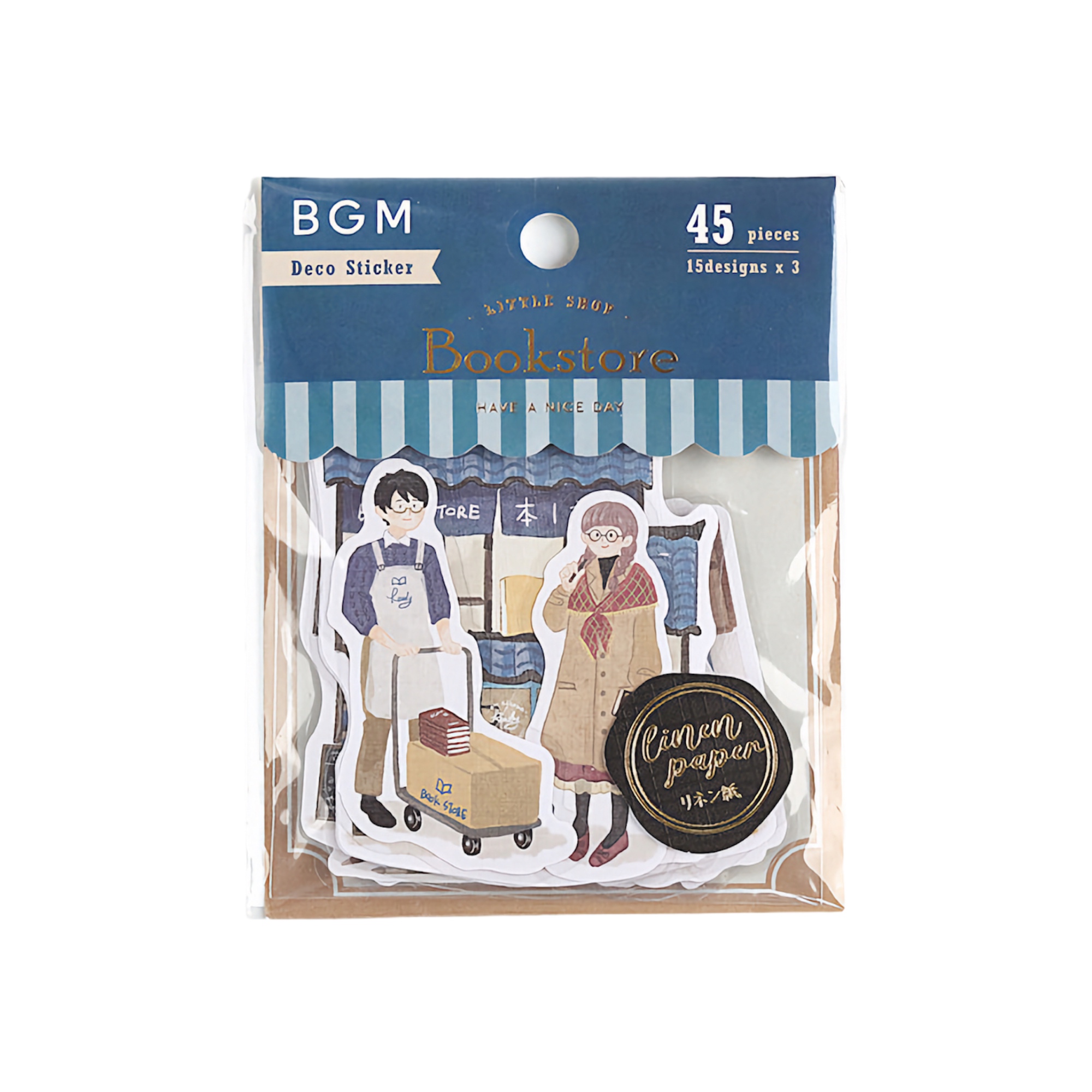 BGM Flake Stickers Little Shop / Bookstore Linen Paper