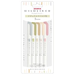 Zebra Mildliner Natural Bold / Fine (5-pack)