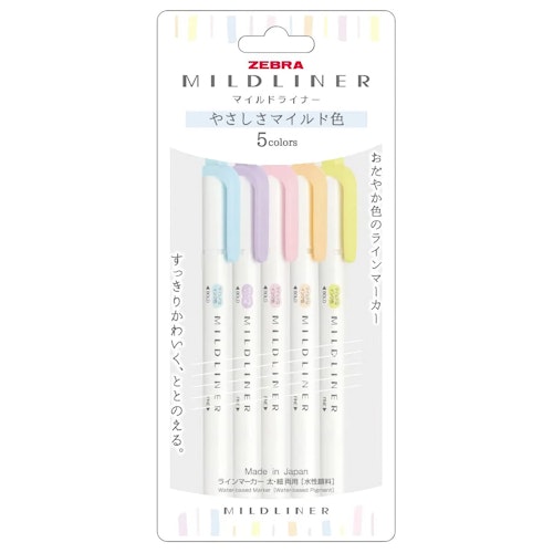 Zebra Mildliner Gentle Bold / Fine (5-pack)