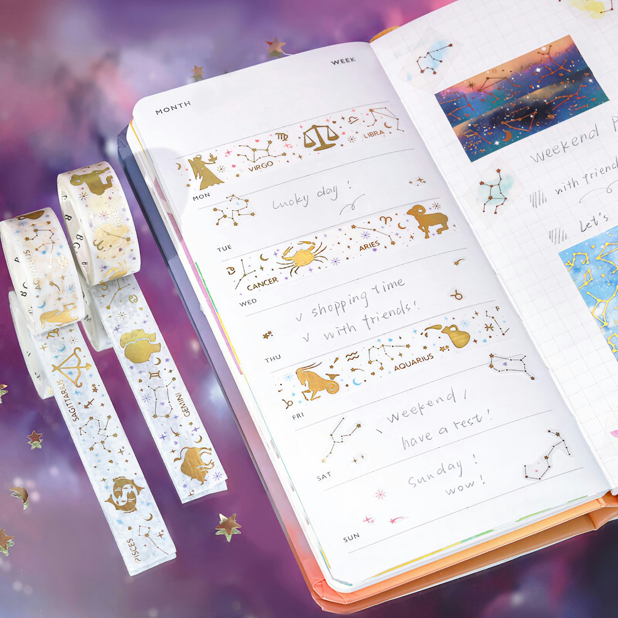 BGM Washi Tape Gold Foil Constellation Zodiac Signs (21/3-22/7) 15 mm