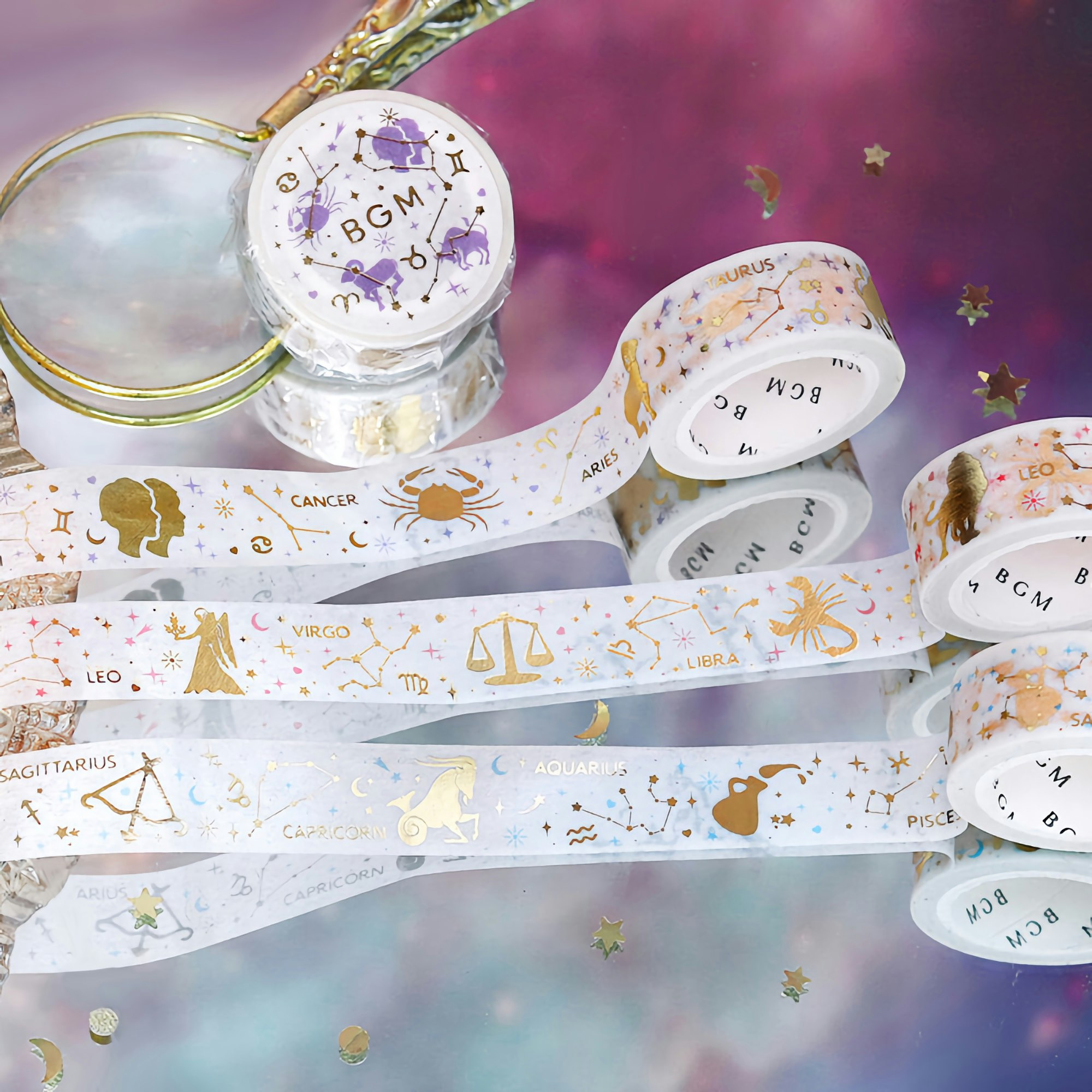 BGM Washi Tape Gold Foil Constellation Zodiac Signs (21/3-22/7) 15 mm