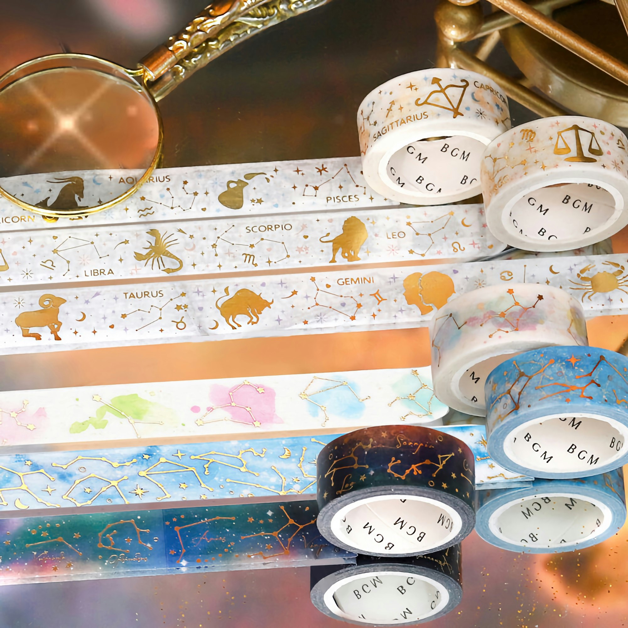 BGM Washi Tape Gold Foil Constellation Blue Sky 15 mm