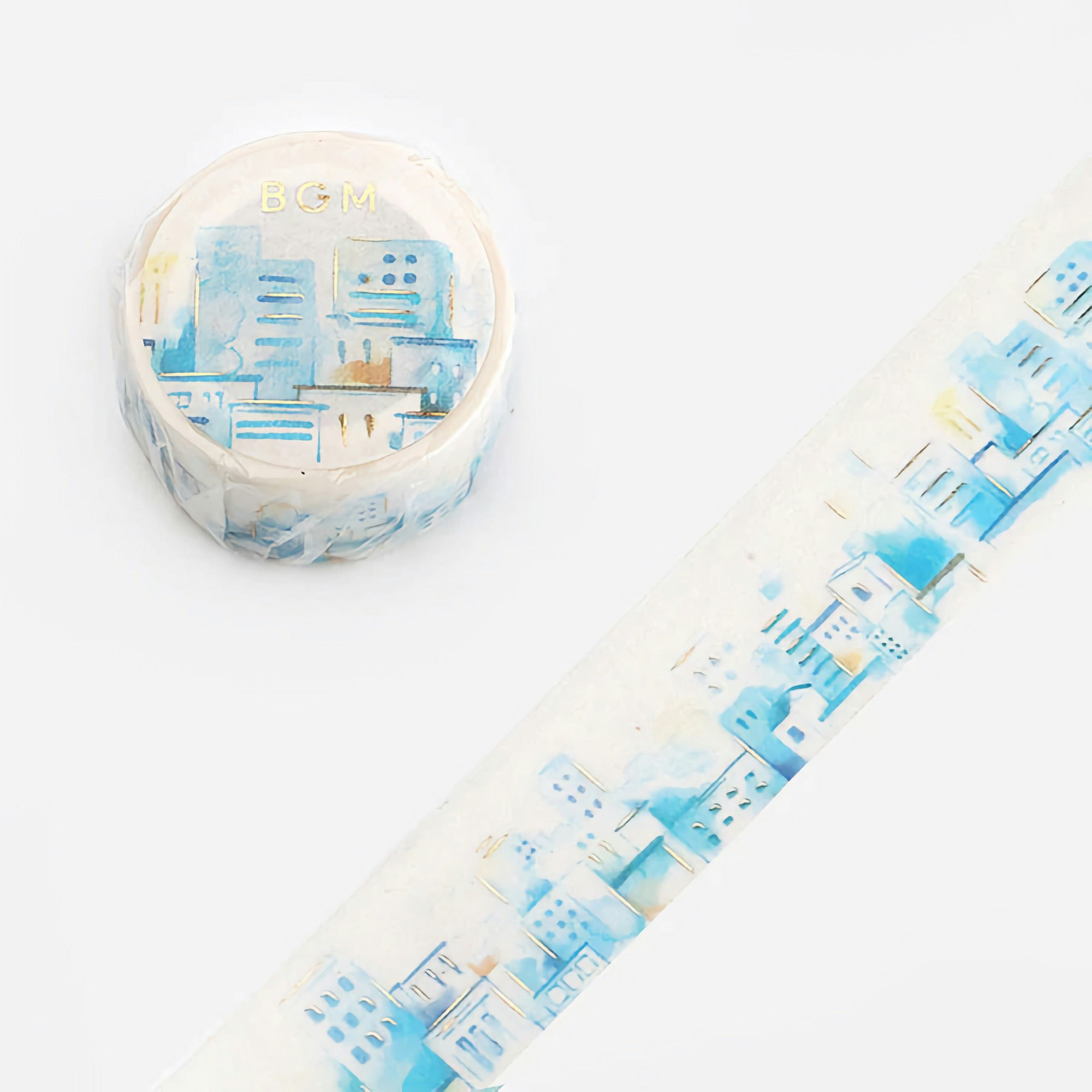 BGM Washi Tape Gold Foil Watercolor Metropolitan City 20 mm