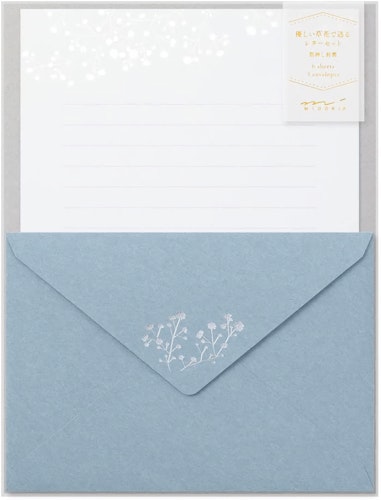 Midori Letter Set Foil-Stamped Envelopes Gypsophila