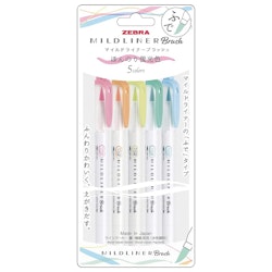 Zebra Mildliner Mild & Fluorescent Brush / Super Fine (5-pack)