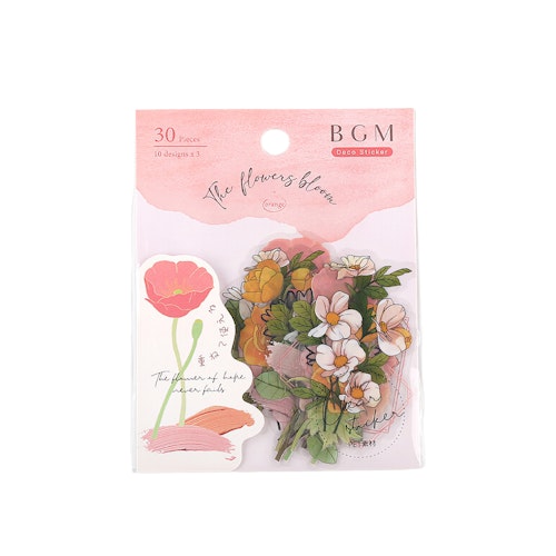 BGM Clear Sticker Flowers Orange Peach