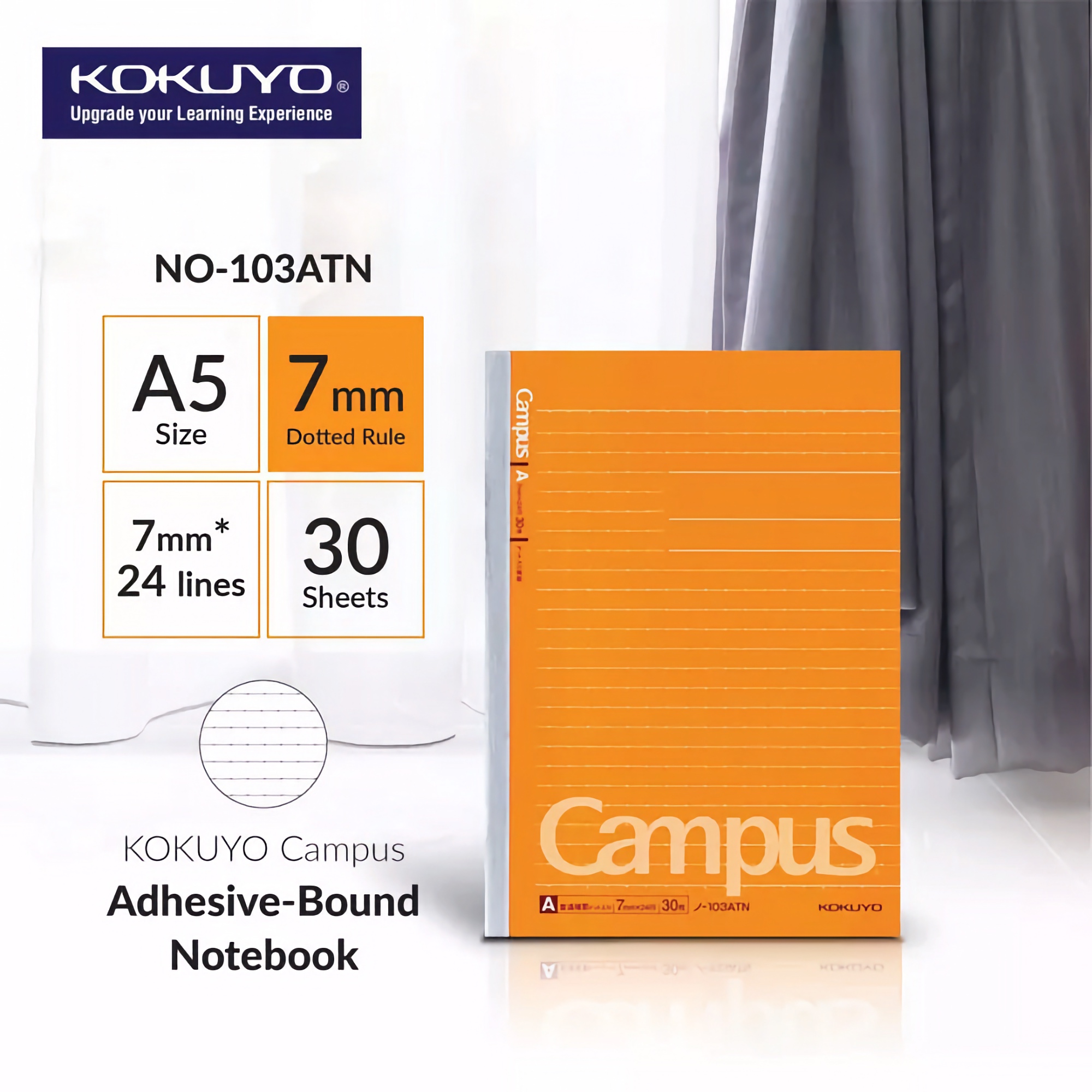 Kokuyo Campus Notebook A5 Dotted Lined 7 mm