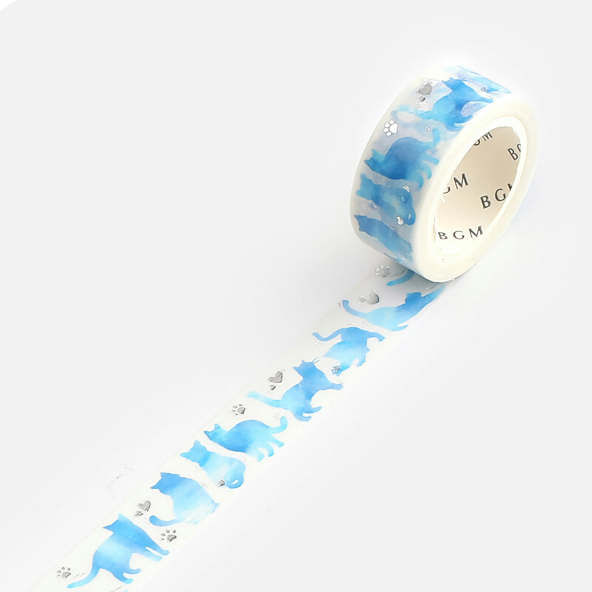 BGM Washi Tape Special Foil Blue Cat 15 mm