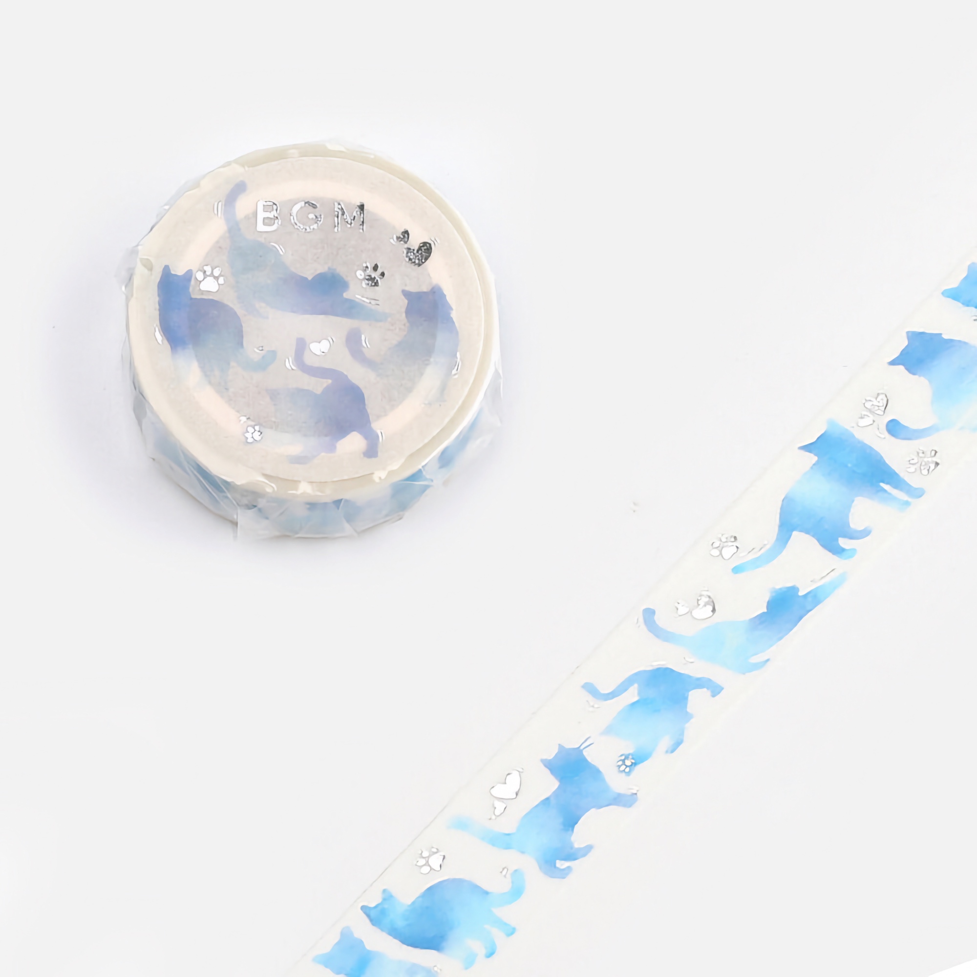 BGM Washi Tape Special Foil Blue Cat 15 mm