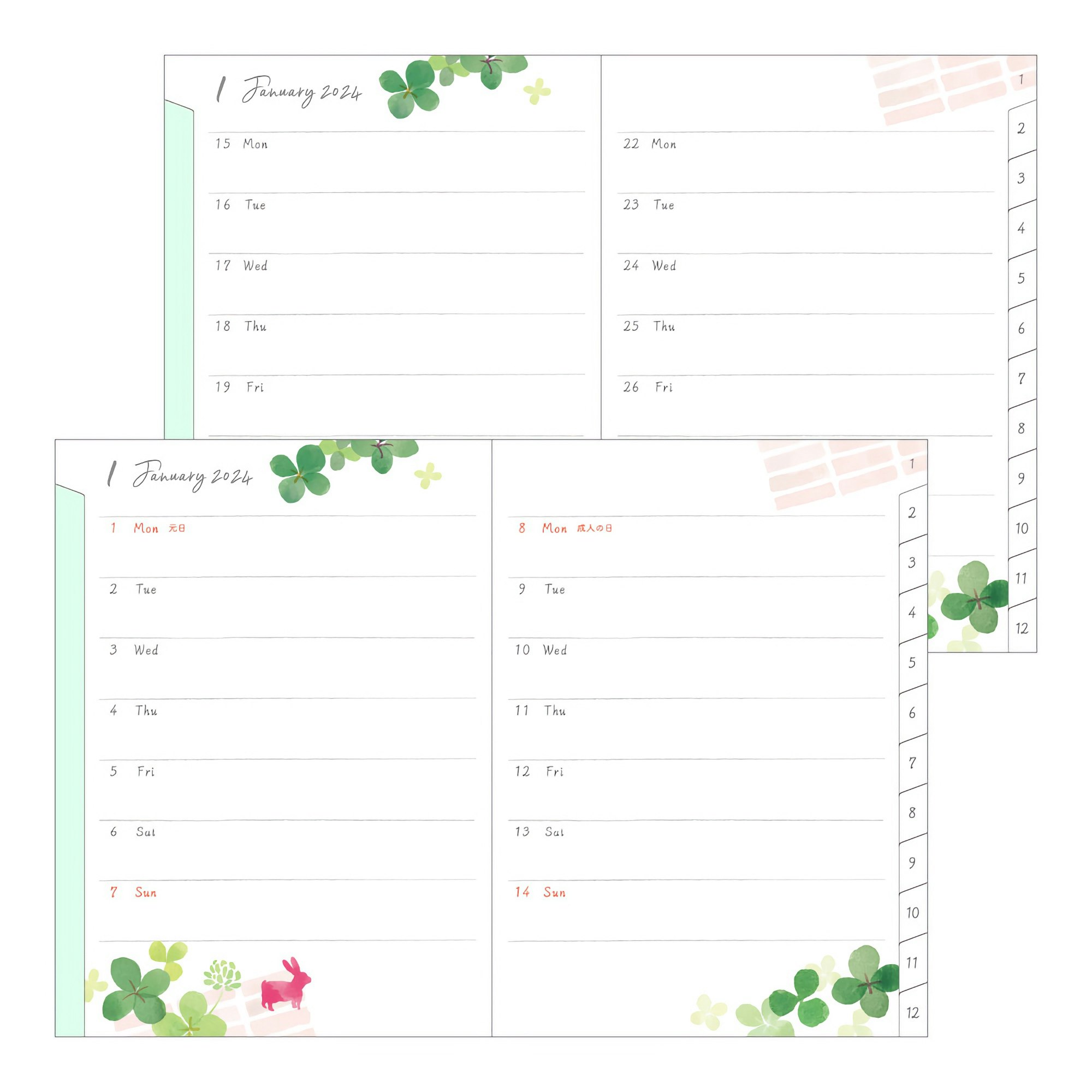 Midori MD 2024 Pocket Diary A6 Clover