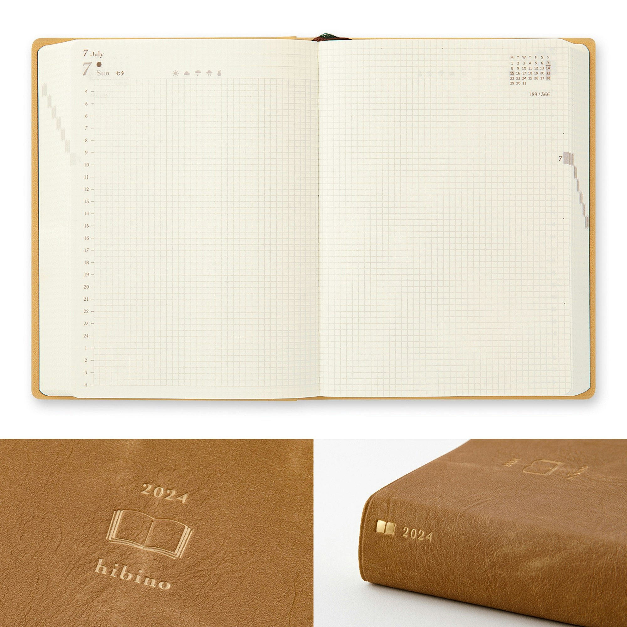 Midori 2024 Diary Hibino A6 Camel