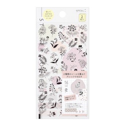 Midori Sticker Two Sheets Monotone Flower