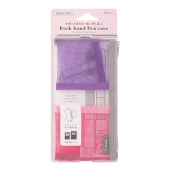 Midori Book Band Pen Case (B6–A5) Mesh Pink