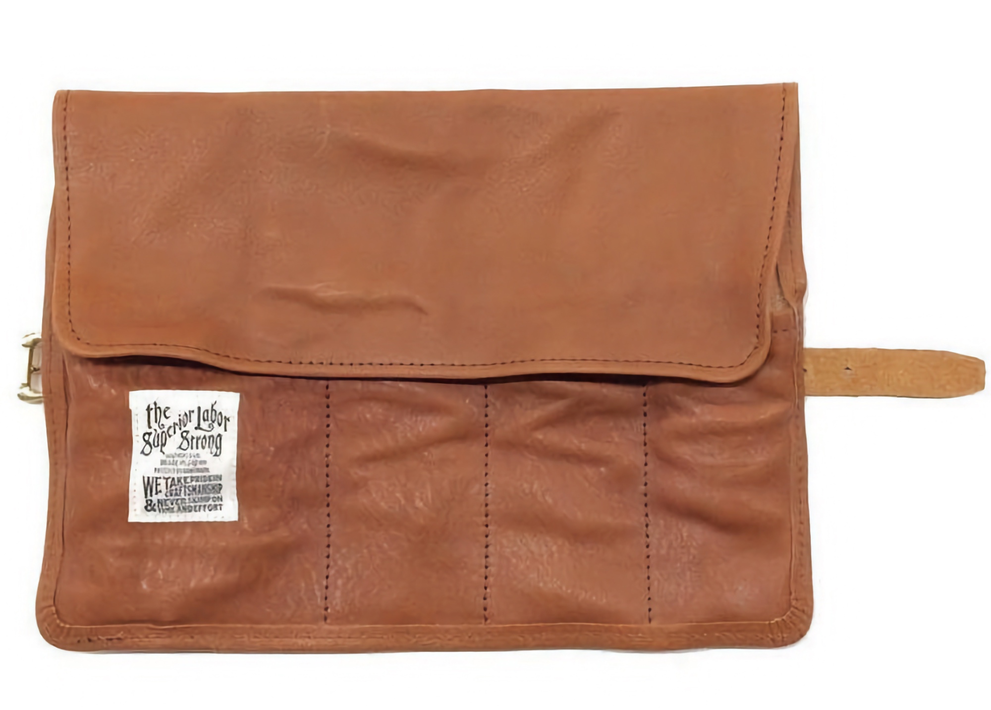 The Superior Labor Leather Roll Pen Case Light Brown