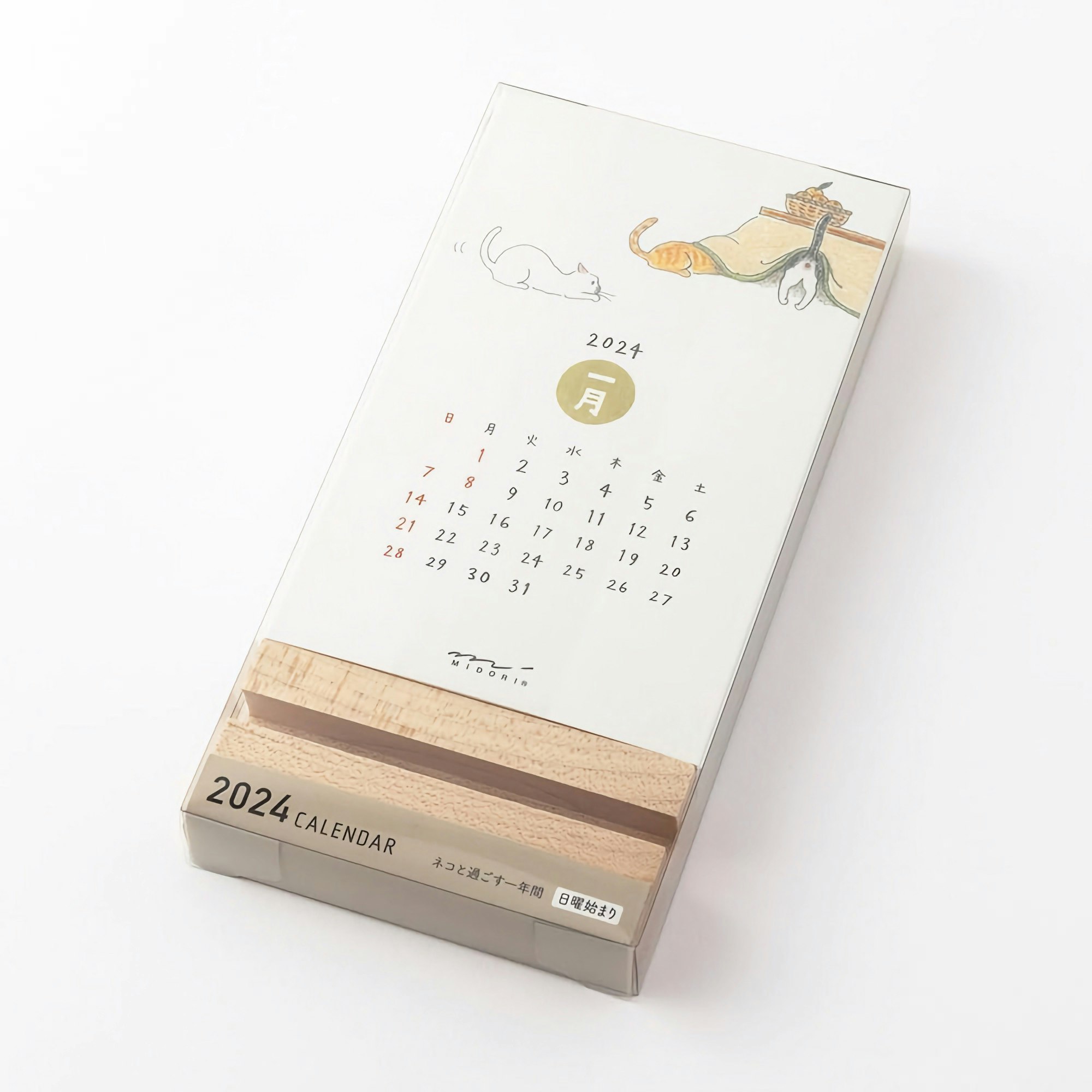 Midori Stand Calendar Cat 2024