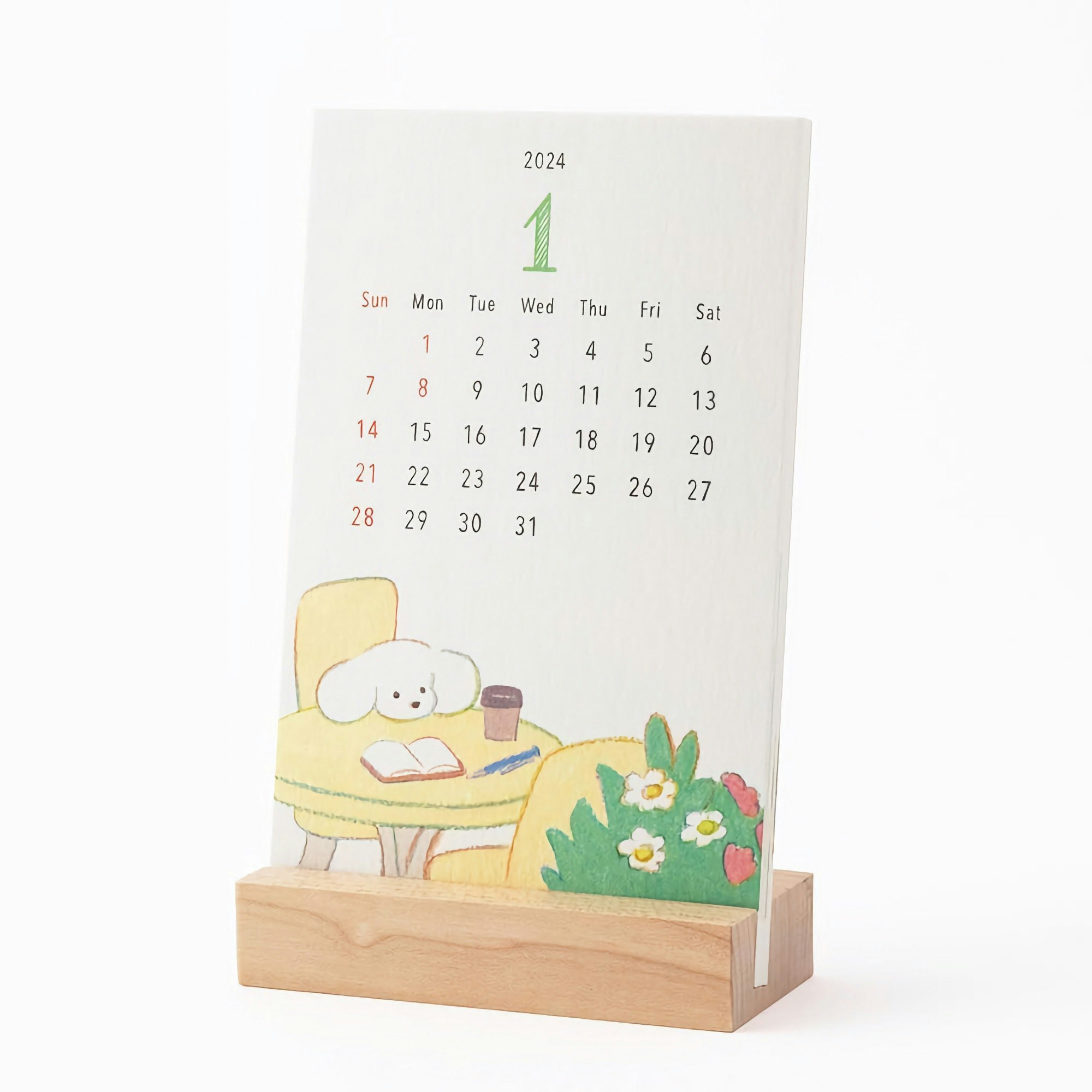 Midori Stand Calendar Dog 2024 Komadori