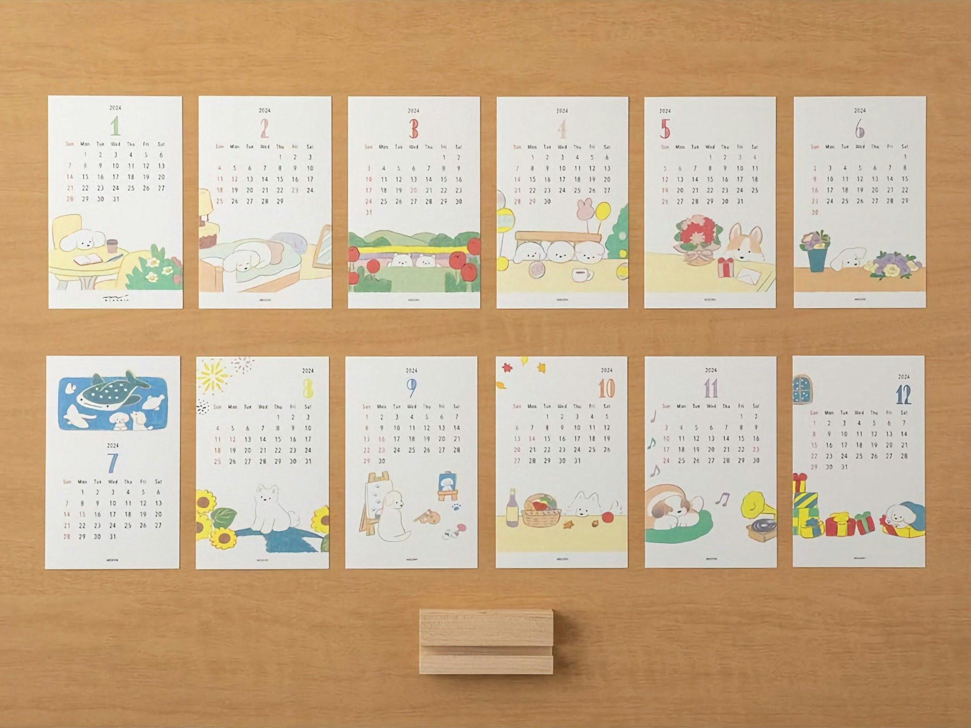 Midori Stand Calendar Dog 2024 Komadori