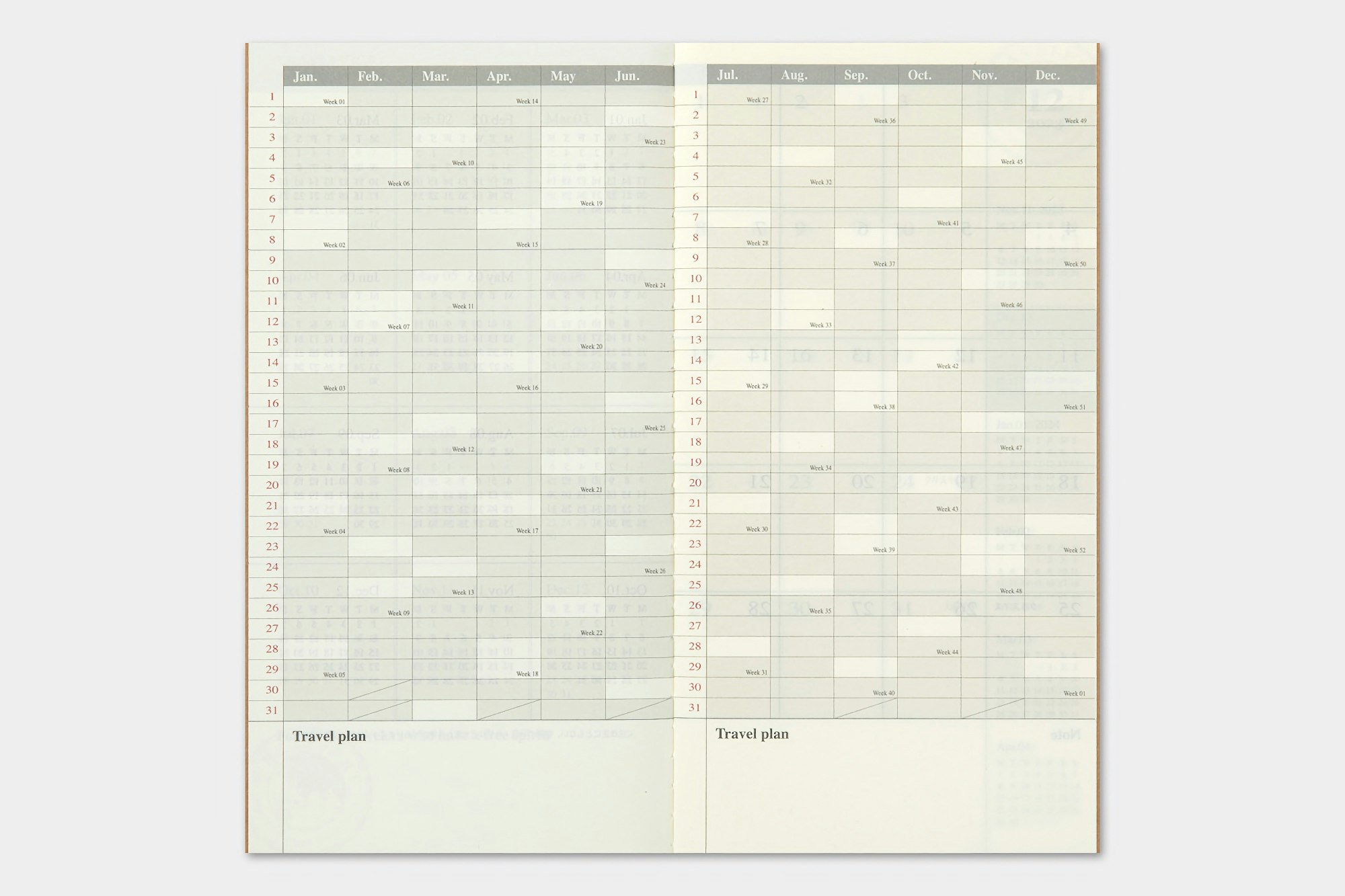Traveler’s Company Traveler's notebook - 2024 Monthly, Regular Size