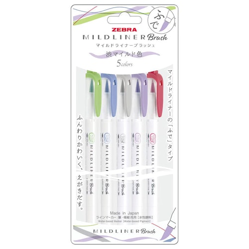 Zebra Mildliner Cool & Refined Brush / Super Fine (5-pack)