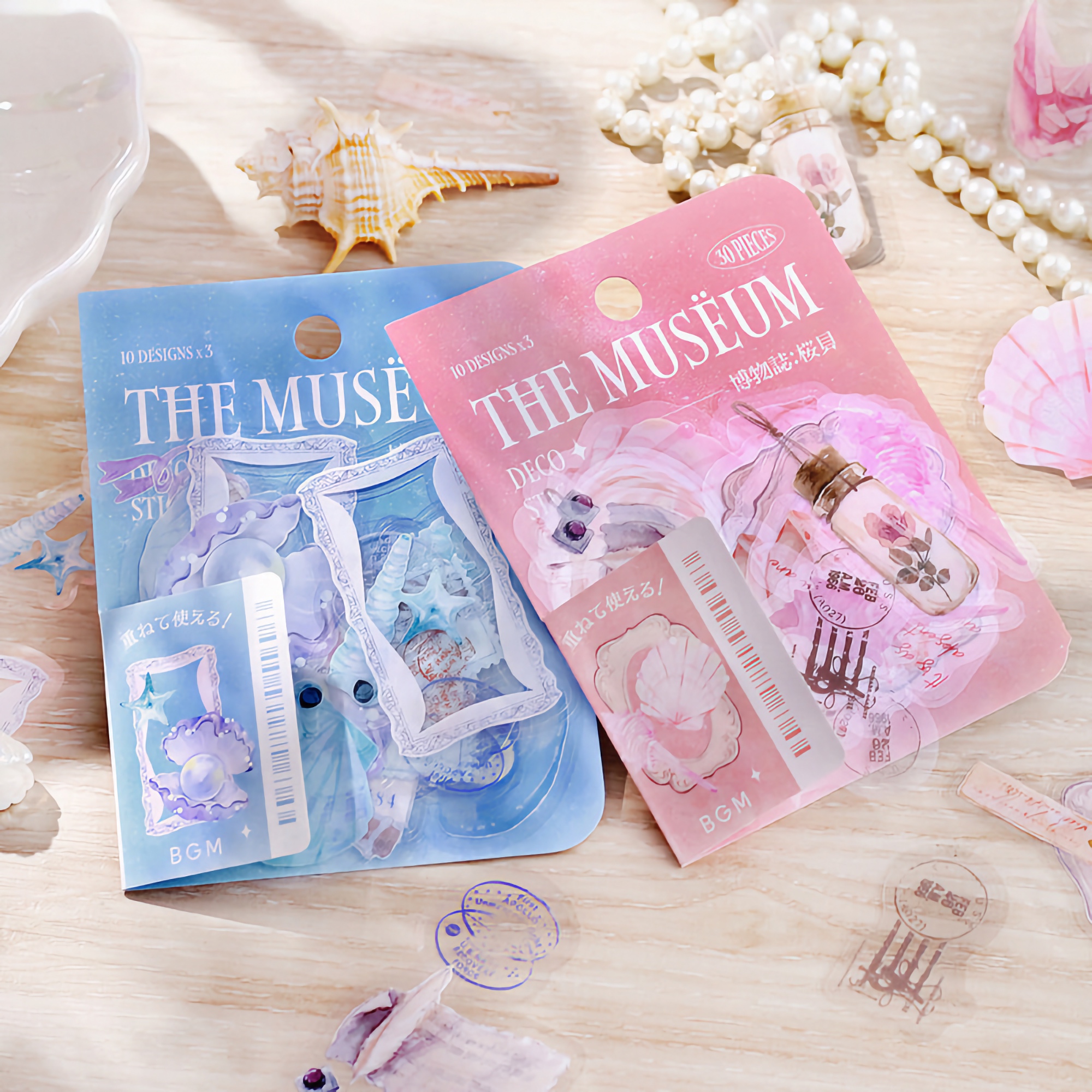 BGM Clear Sticker The Museum Pink Seashell