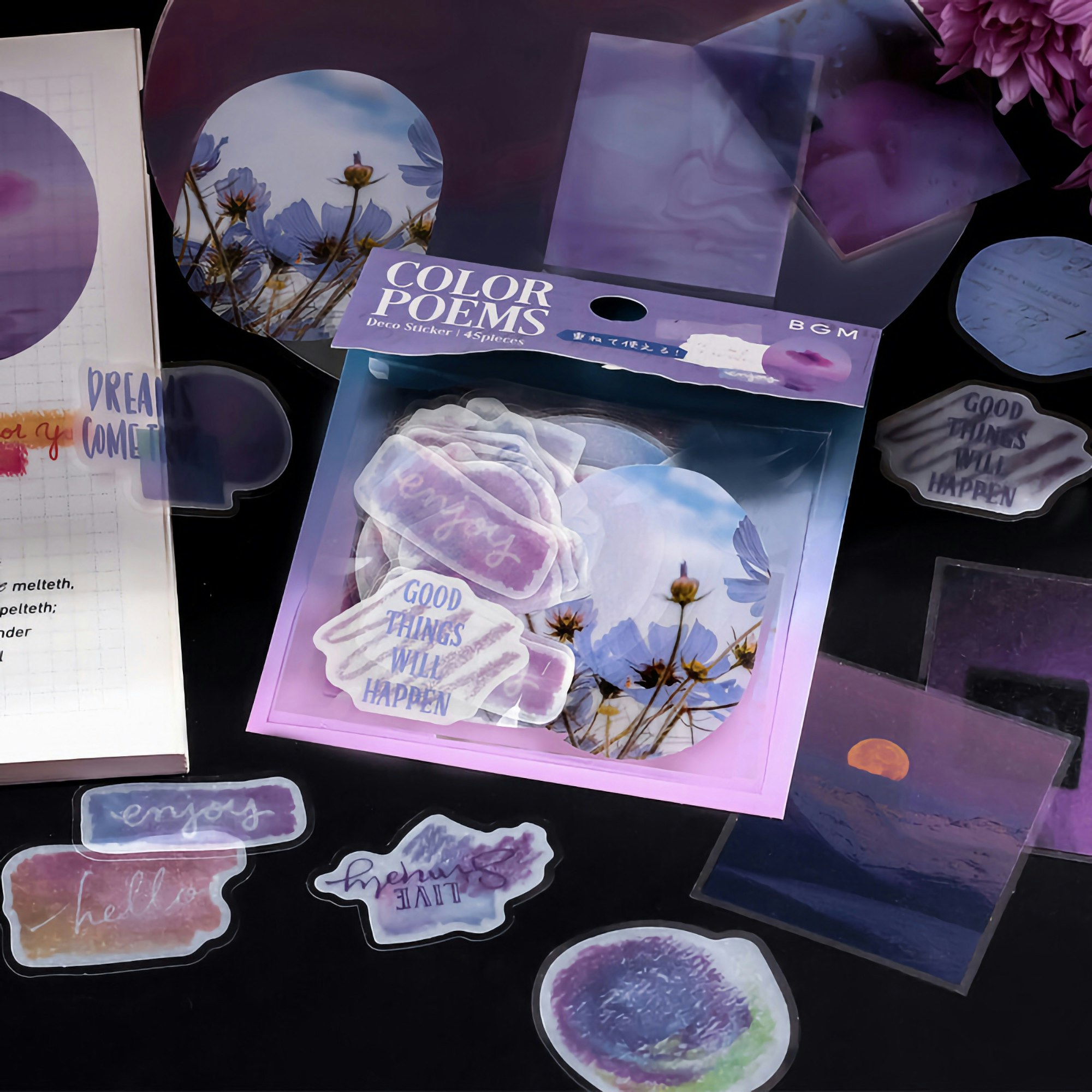 BGM Flake Stickers Color Poems / Purple Tracing Paper