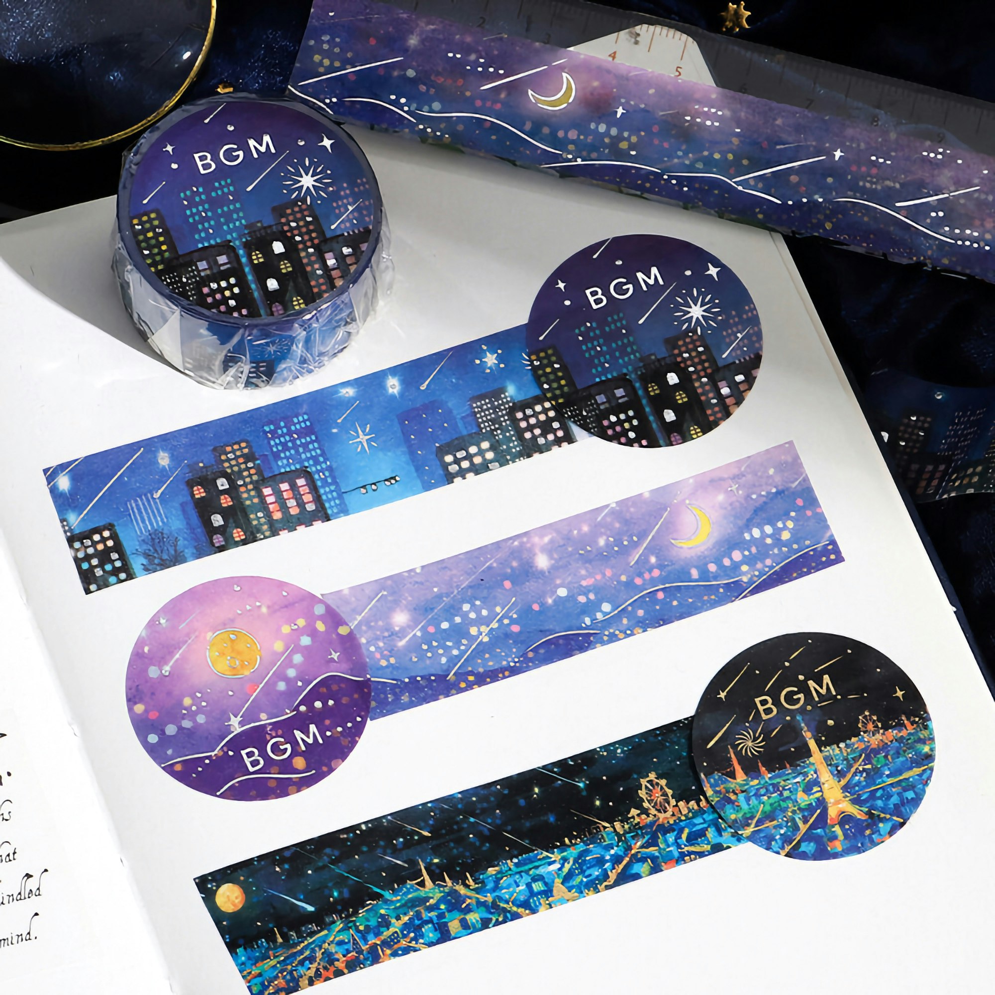 BGM Washi Tape Foil Night of Shooting Stars / Purple 20 mm