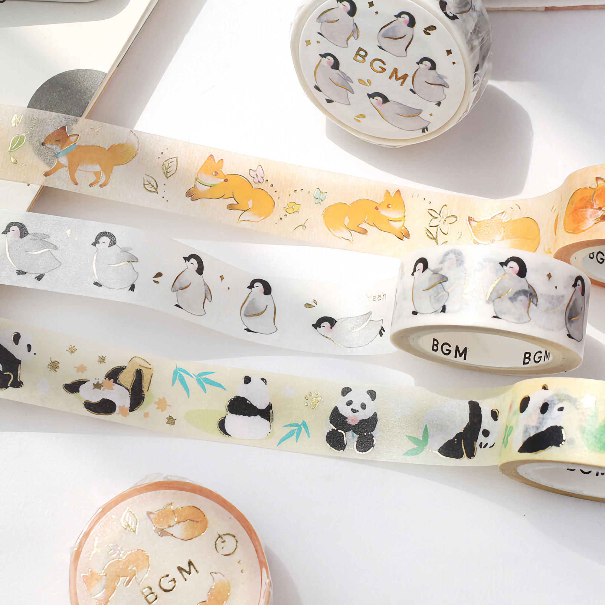 BGM Washi Tape Special Foil Leaves and Foxes 15 mm