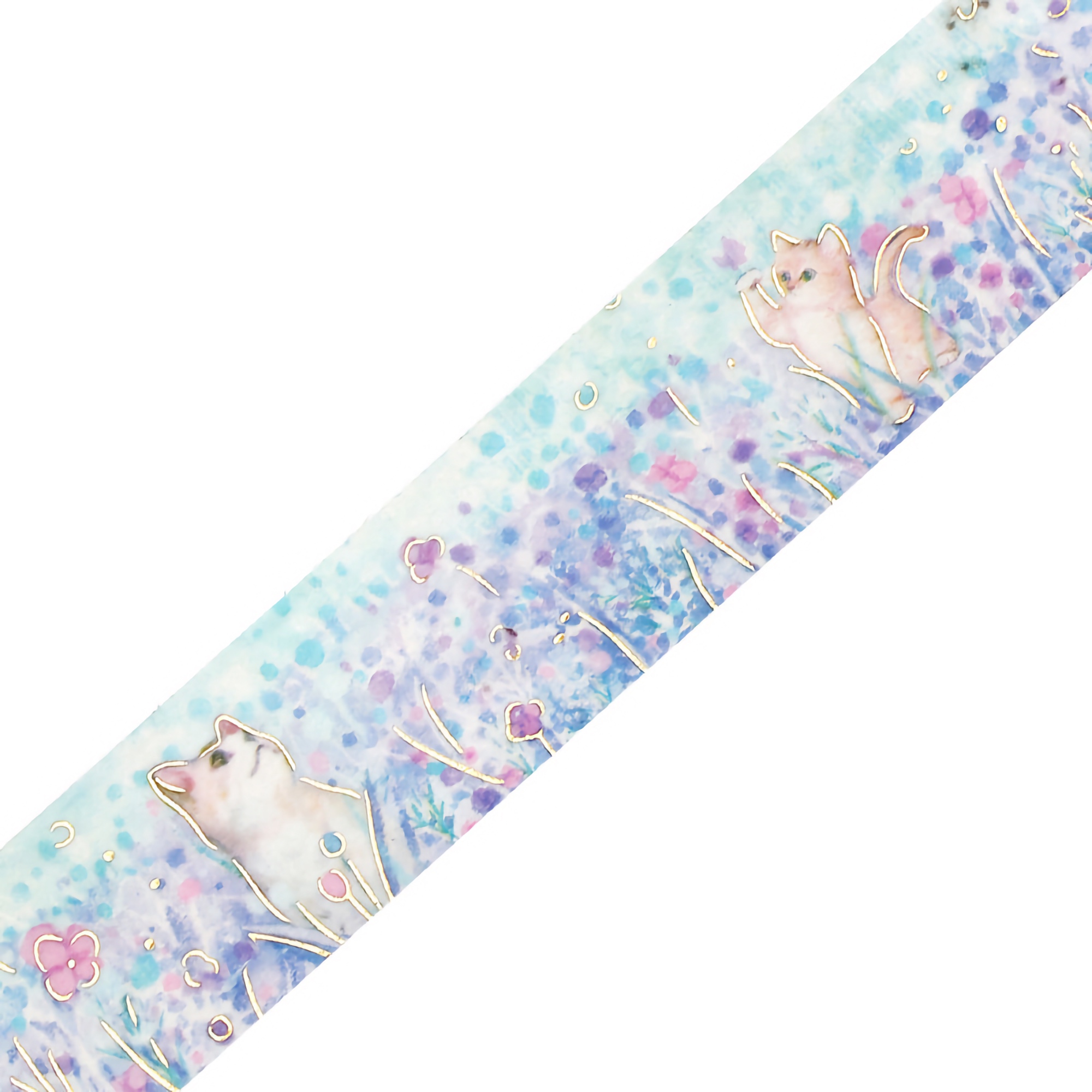 BGM Washi Tape Special Foil Flowers and Cats / Small Friends 20 mm