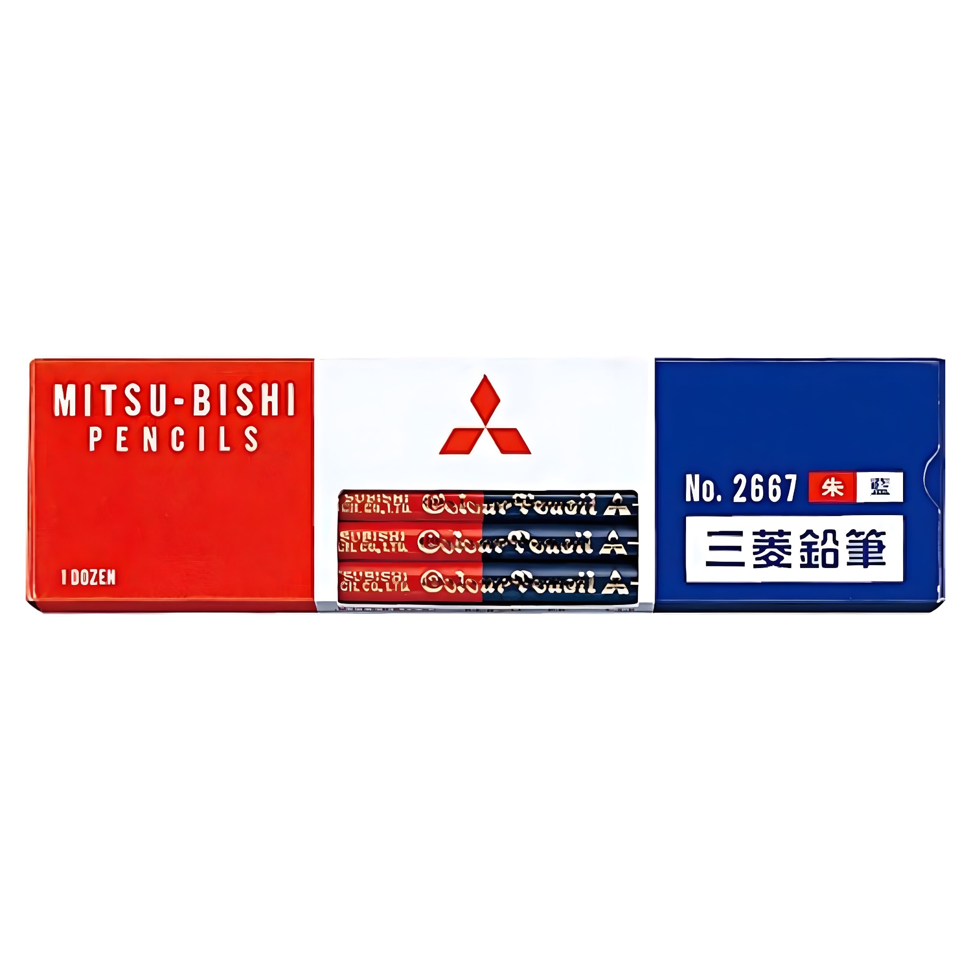 Uni Mitsubishi Colored Pencils Vermilion and Prussian Blue (Pack of 12)