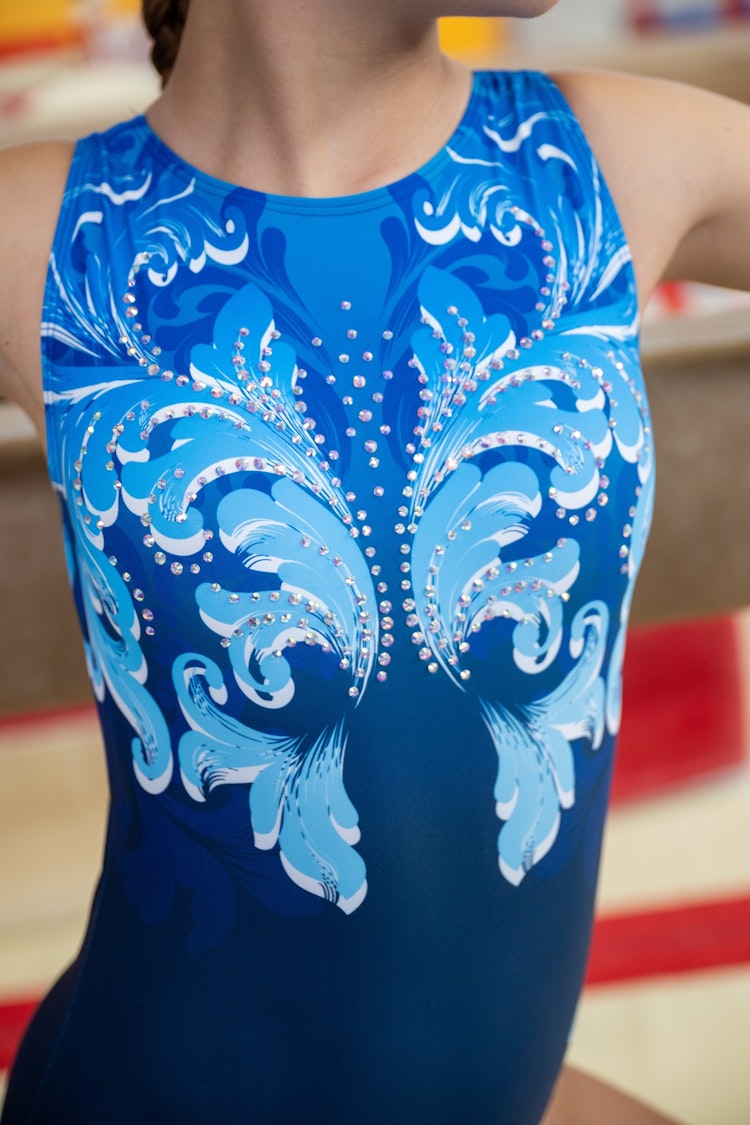 Carnaval azul sublimering gymnastikdräkt