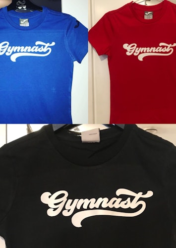 T-shirt med gymnastics tryck i vinyl